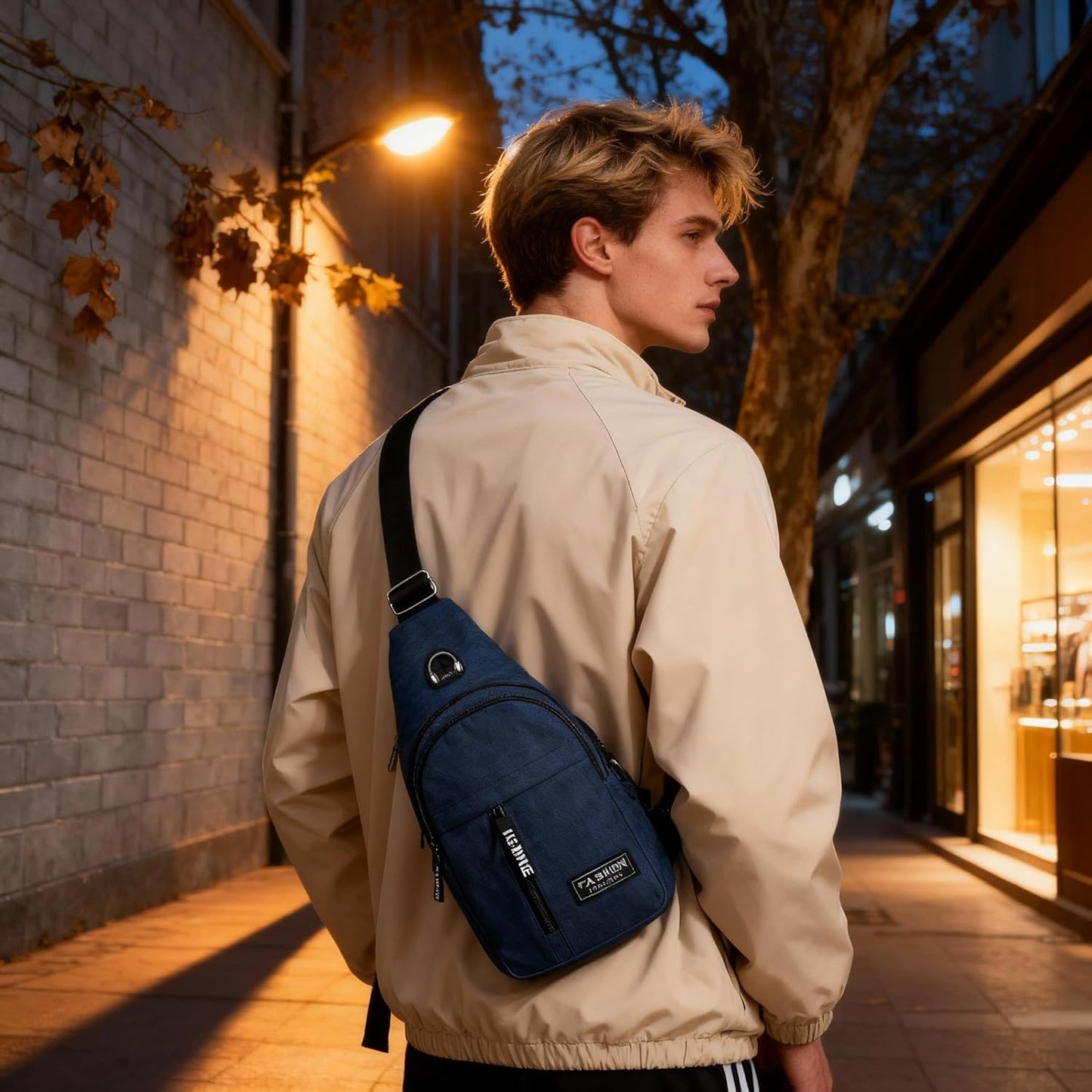 Sling Bag for Men Women, Unisex Crossbody Chest Bag, Multi-Pocket Lightweight Daypack for Travel Hiking