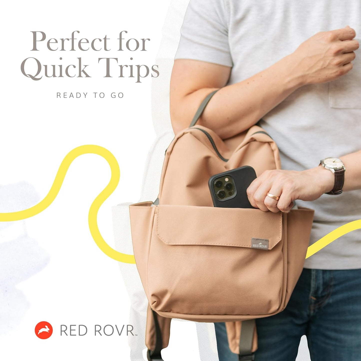 RED ROVR Mini Roo Lightweight Backpack | 6 pockets for everyday essentials (Truffle)