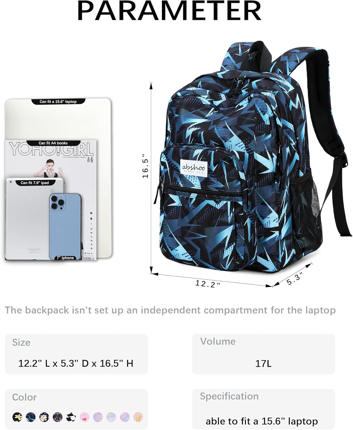 abshoo Classical Basic Travel Backpack For School Water Resistant Bookbag