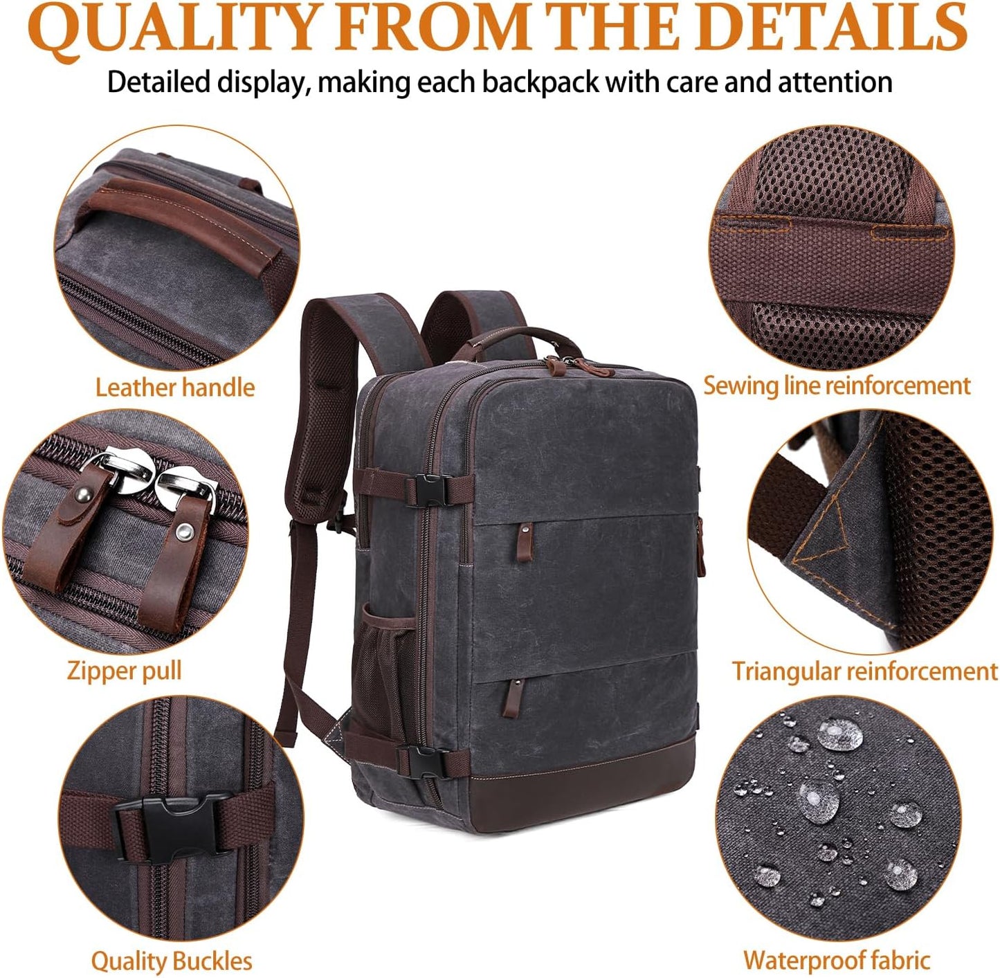 Travel Backpack for Men Carry On Backpack Flight Approved Personal Item Backpack, 18.4 inch Laptop