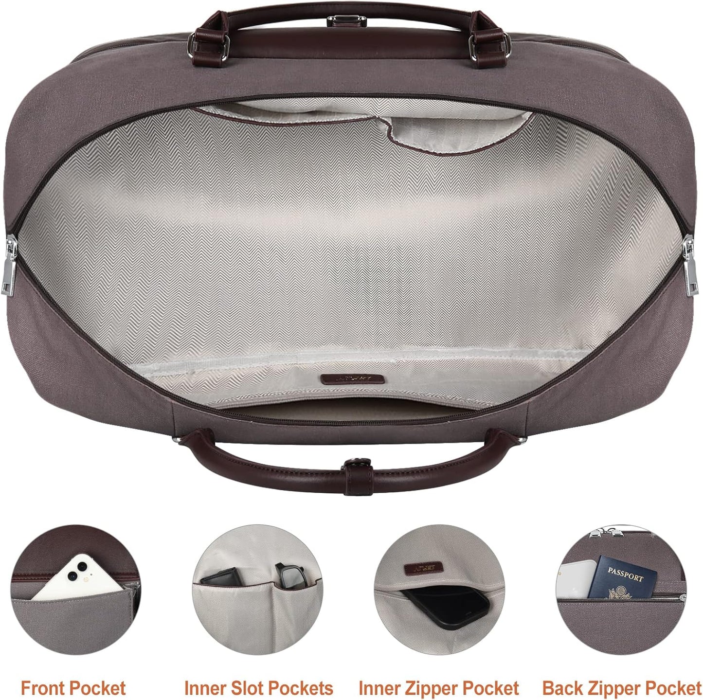 Weekender Bag for Women, Large Overnight Bag Canvas Travel Duffel Bag Carry On Tote with Shoe Compartment 21" 3Pcs Set