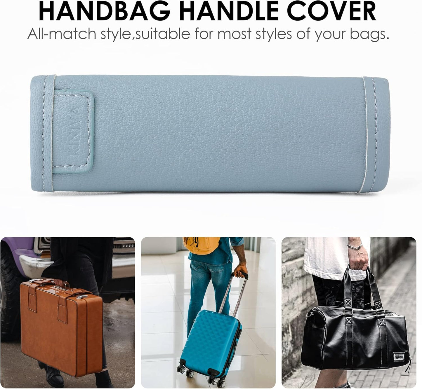KINIVA 4 Pack Set Vegan Leather Luggage Handle Wraps, Blue, 5.7x6.1 Inch, Travel Accessory