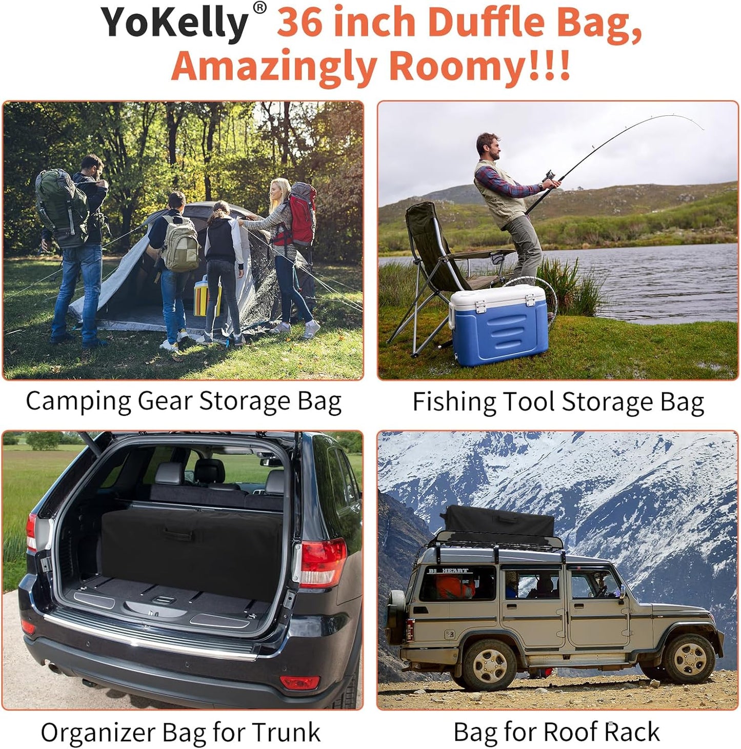 100L Large Duffle Bag - 36 inch Heavy Duty Luggage Bag for Travel/Camping - Black