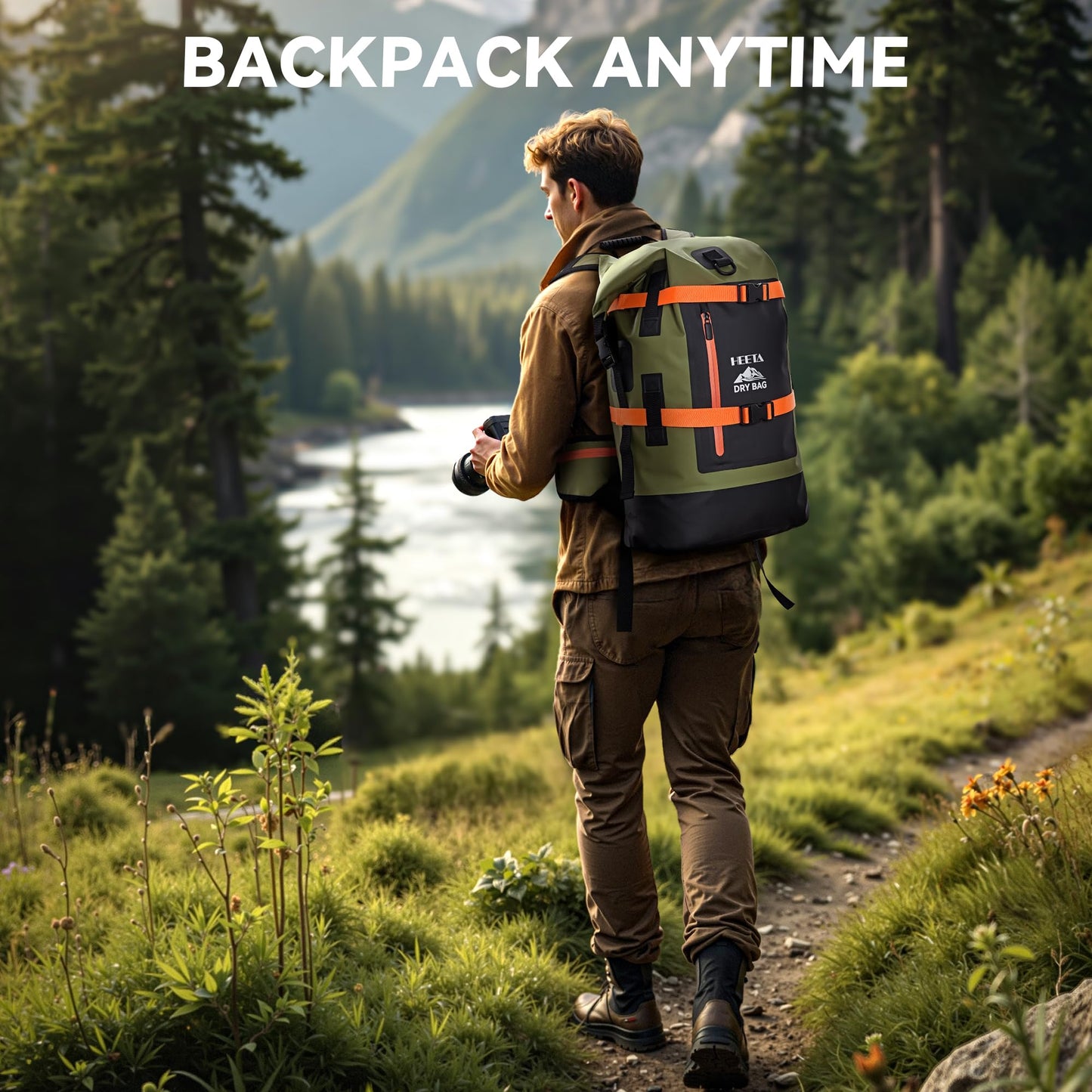HEETA Dry Bags Waterproof Backpack 40L for Men & Women, Roll Top Heavy Duty