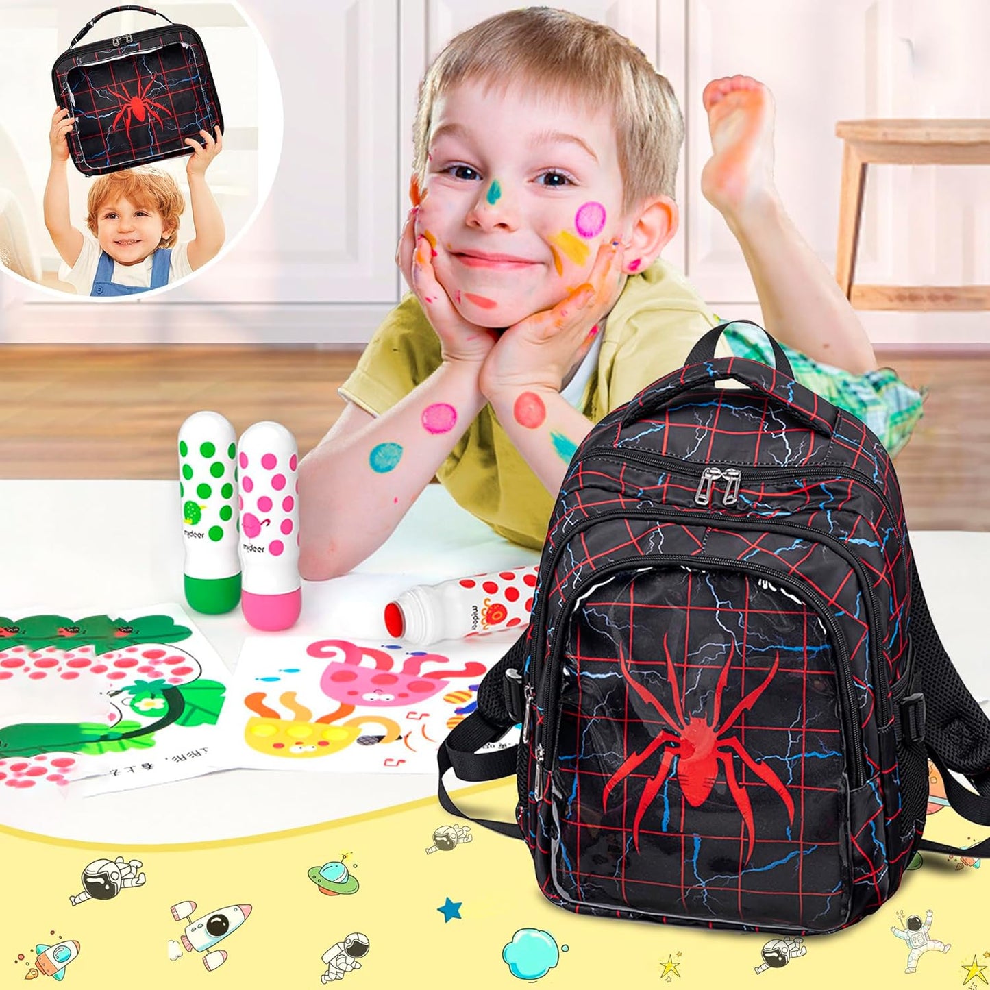 FunnyGifts Boys Kids Backpacks Toddler School Bookbag for Elementary Kindergarten Preschool Mochila Para Niños 4 5 6 7 8 9 10 11 12