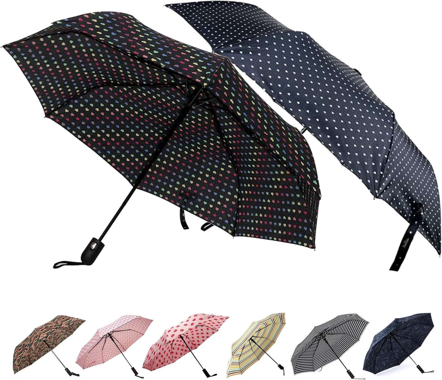 Nollia Windproof Automatic Travel Umbrella, Compact Portable with Reinforced Ribs for Sun & Rain