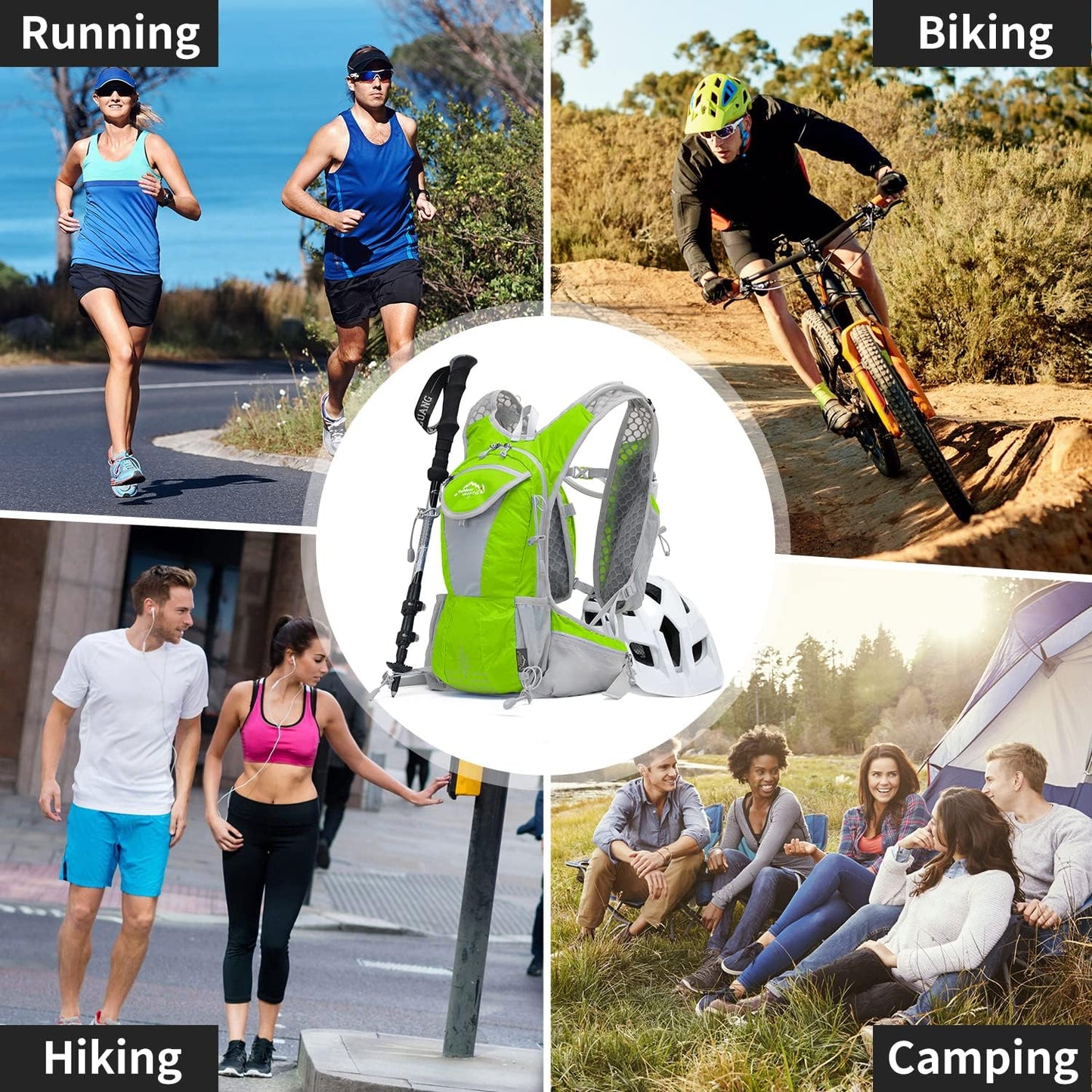 Hydration Pack Backpack, Lightweight Water Backpack with 2L Leakproof Hydration Bladder Daypack for Men Women,Running Hydration Vest for Outdoor Trail