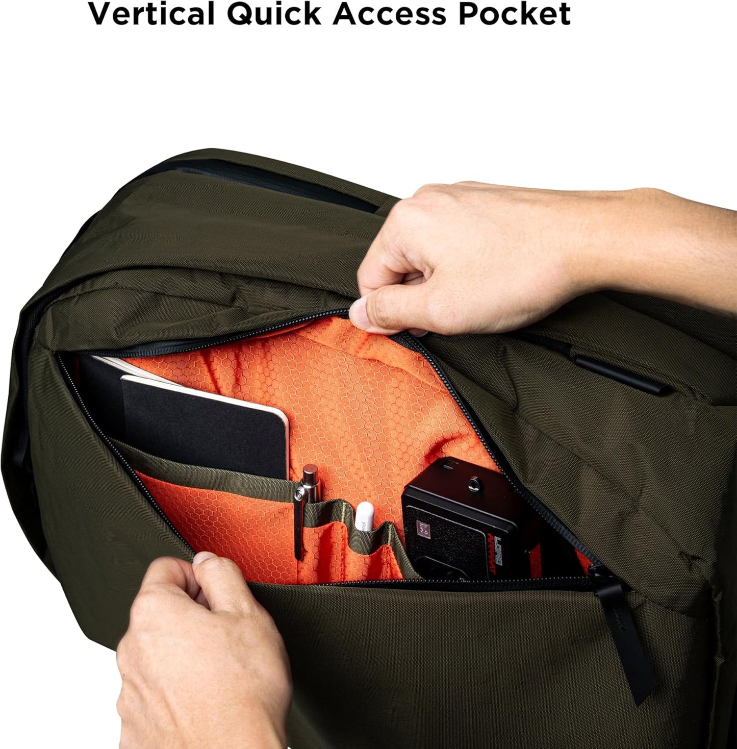 ALPAKA Metro Backpack Pro for Men - Fits 15.6" Laptop Business Travel Backpack with YKK Zippers, MOD Key Leash & Luggage Pass-through, Weatherproof X-pac Material Work Bag(Olive Green)