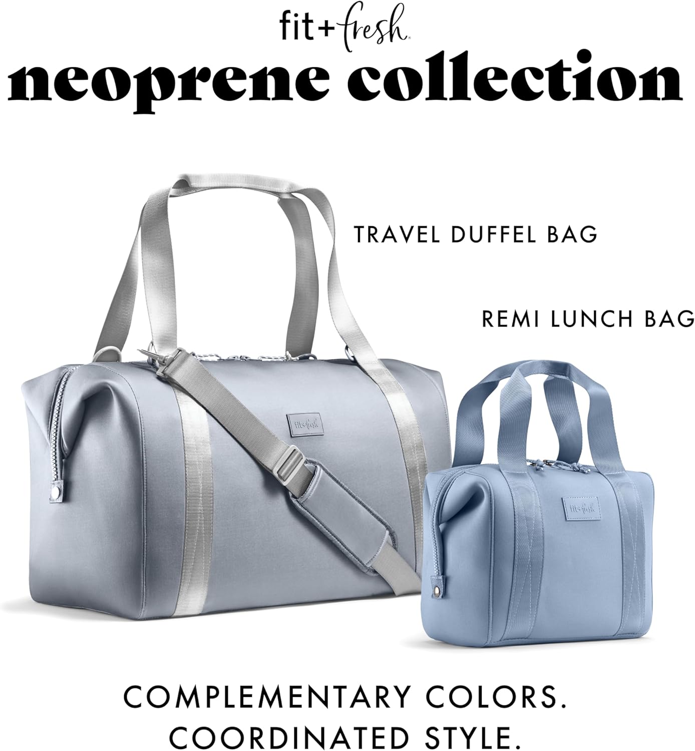 Fit & Fresh Premium Neoprene Weekender Bag With Trolley Sleeve - Large Overnight, Carry-on, Duffel, Gym, and Hospital Bag for Labor & Delivery