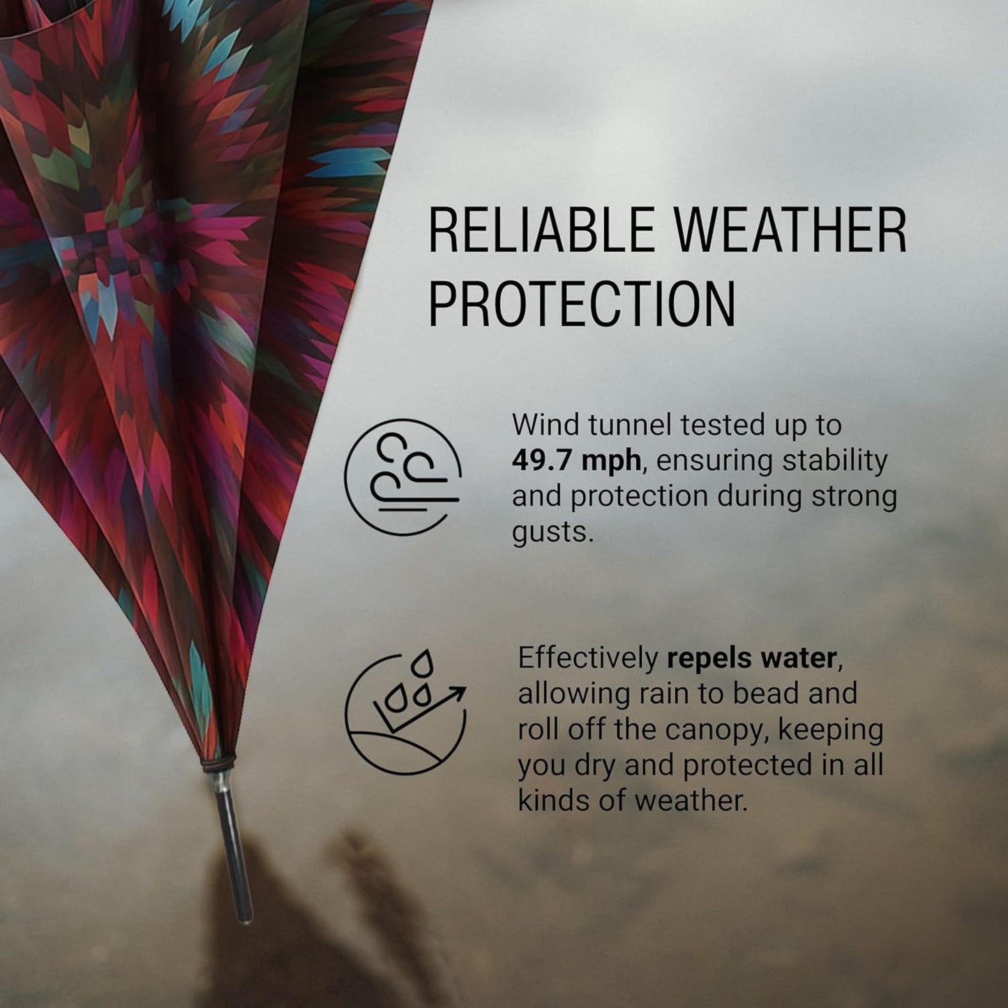 Knirps T.760 Stick Automatic Auto Open Rain Umbrella With Curved Handle - Windproof Travel Cane With Automatic Open Button - For Adults - 107cm Diameter