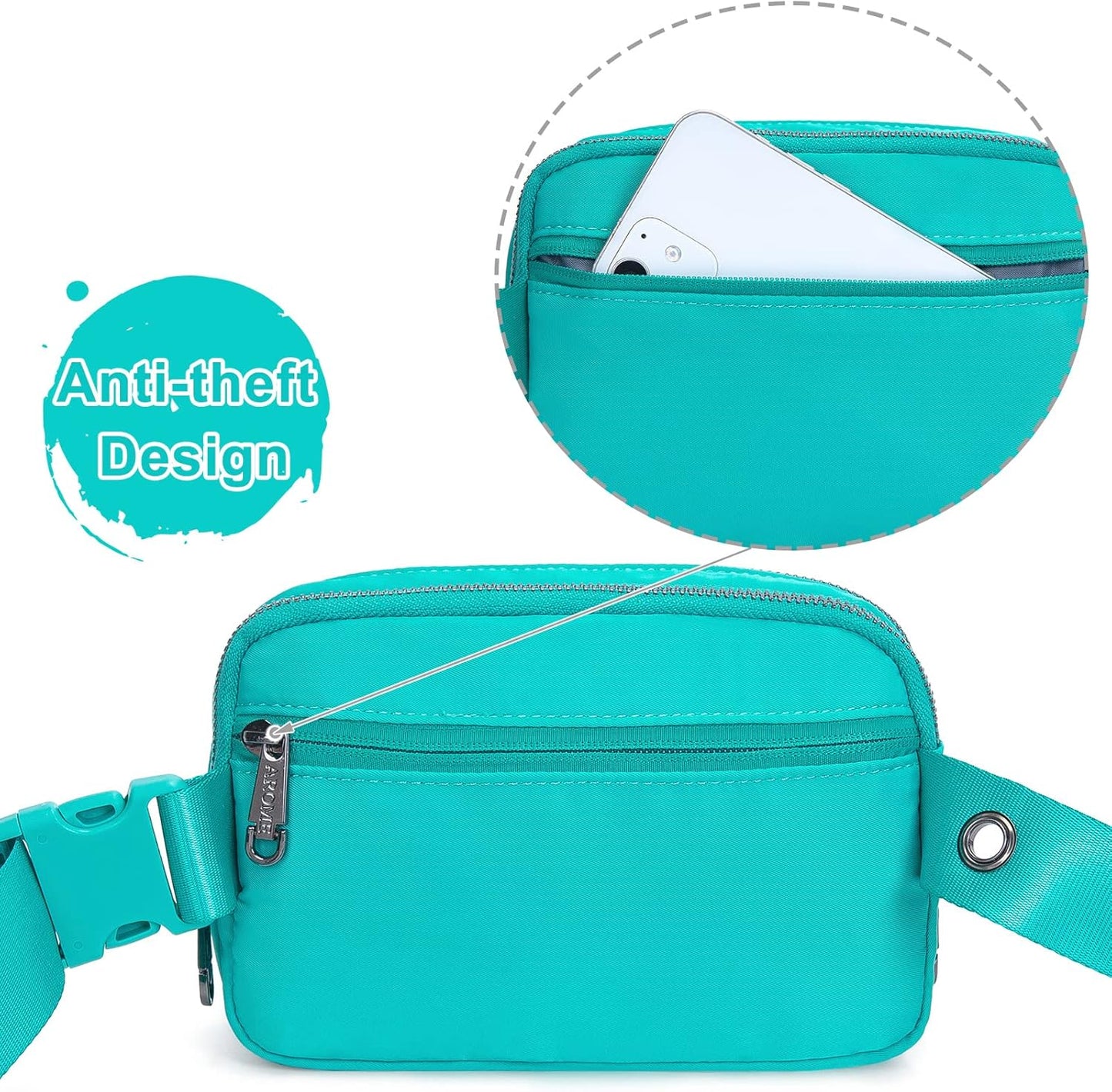 AROME Mini Belt Bag for Women, Fashion Waist Packs Fanny Pack Crossbody Bags with Strap Extender for Women Men, Waterproof Waist Bag Hip Bum Bag for Casual Travel Running Hiking Outdoor Sports