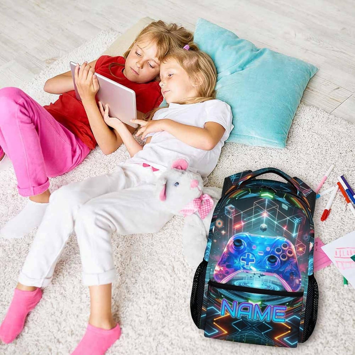 Kids Backpacks for Boys, 17" Back to School Gifts for Kids Children 8-12, Personalized Game Bookbag Supplies with Pockets for Preschool Elementary, Custom School Backpacks for Gaming Lovers
