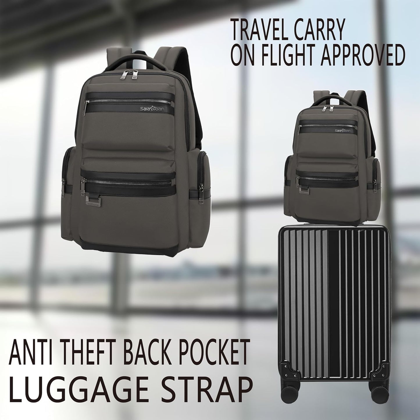 Backpack Multiple Compartmentalized Storage Business Computer Bag,waterproof, for Men & Women, Black (Grey)