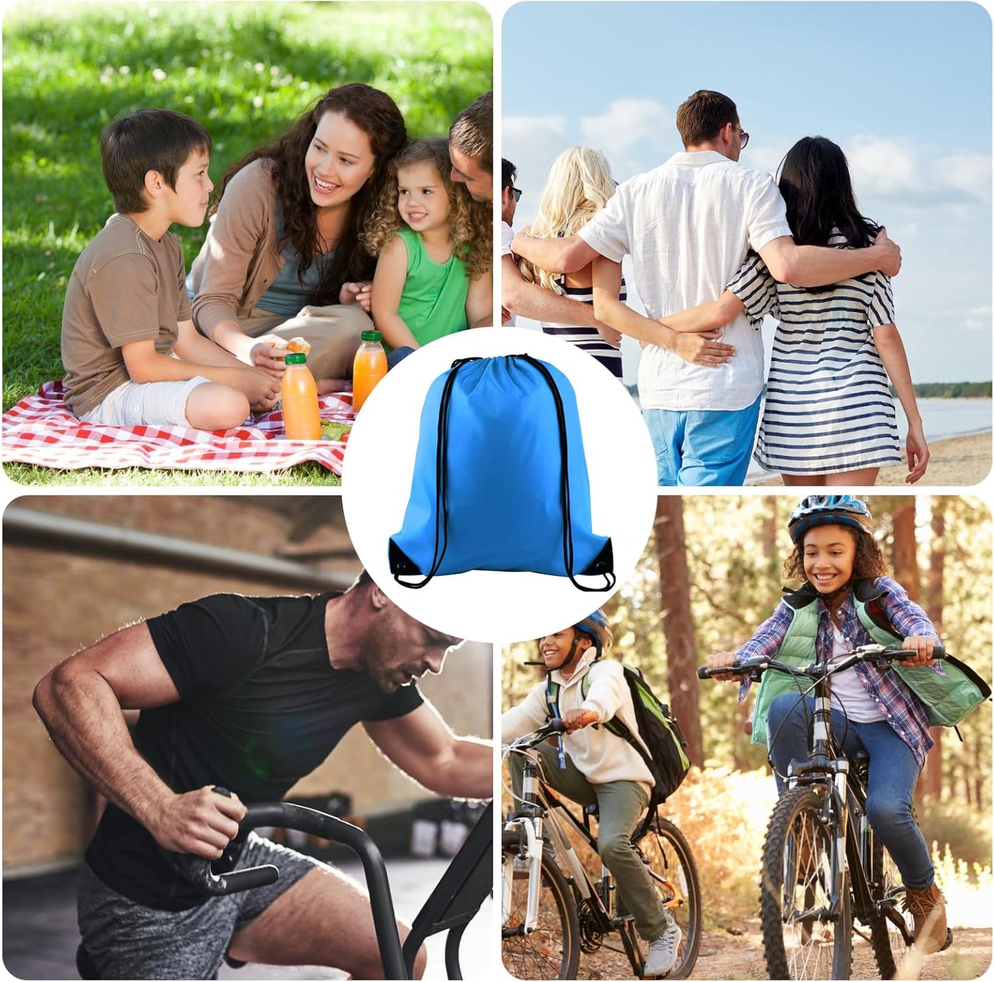 KUUQA 25Pcs Drawstring Backpack Bags Bulk Light Blue Drawstring Bag Foldable Gym Bag Sport Cinch