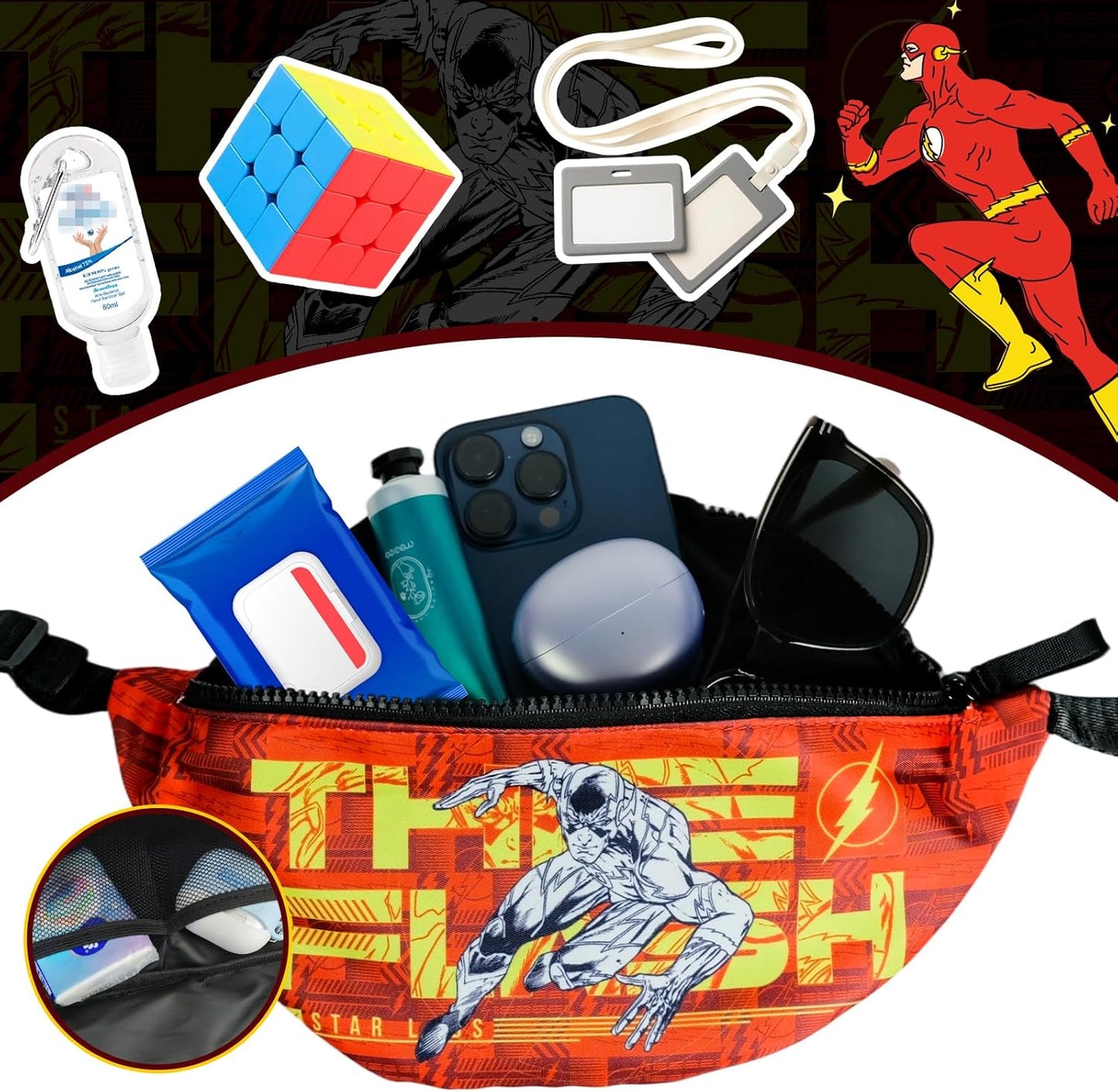 Red Fanny Pack Superhero Lightweight, Hands Free Crossbody Bag Phone Wallet Keys Bag for Christmas Birthday Gift