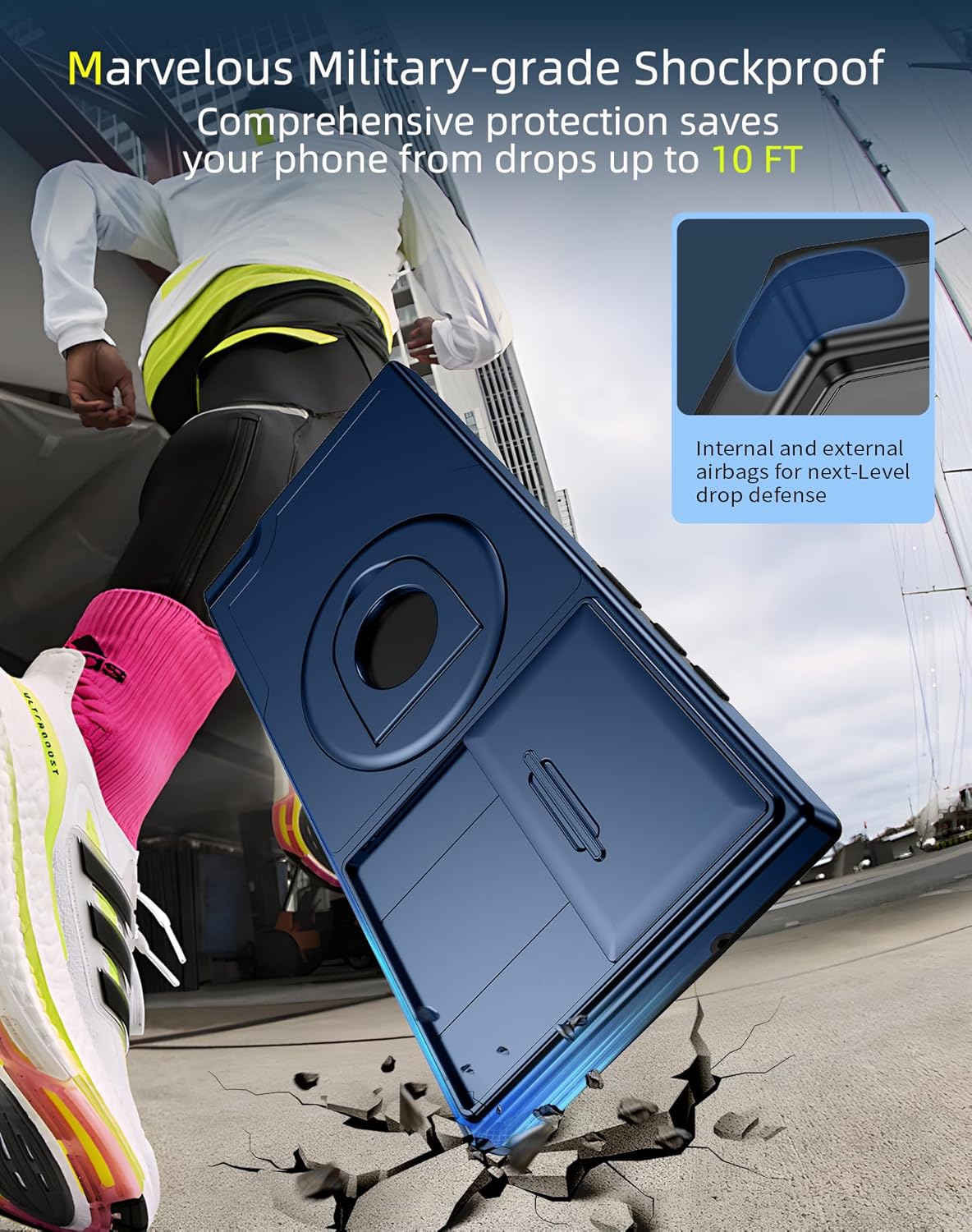 for Samsung Galaxy S23 Ultra Case Magnetic Compatible with MagSafe Wireless Charging,with Screen Protector,Built-in Stand Ring+Camera Cover Anti-Scratch Shockproof Heavy Duty Protection Blue