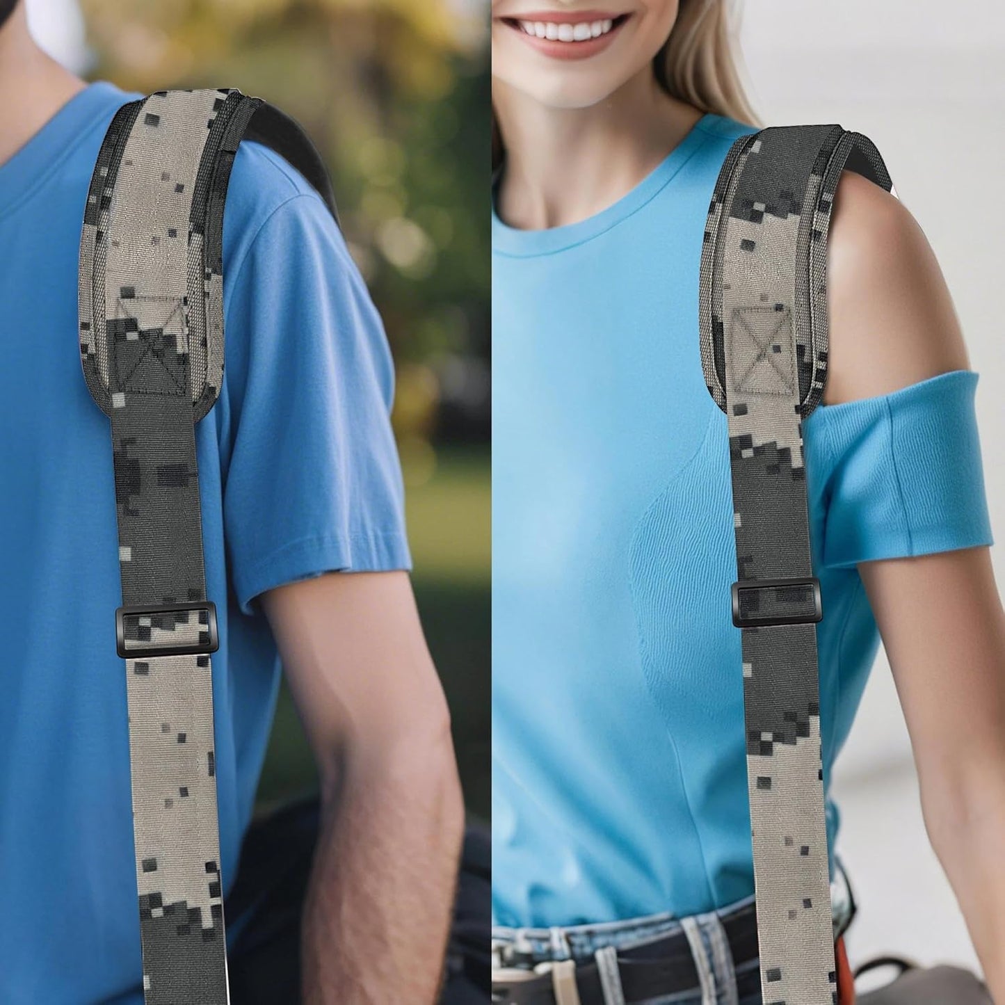 ZINZ Shoulder Strap - 59 Inch Universal Heavy-duty Adjustable Strap with Ultra-thick Fixed Breathable Pad for Laptop, Gym, Camera Bag and More -Camouflage gray