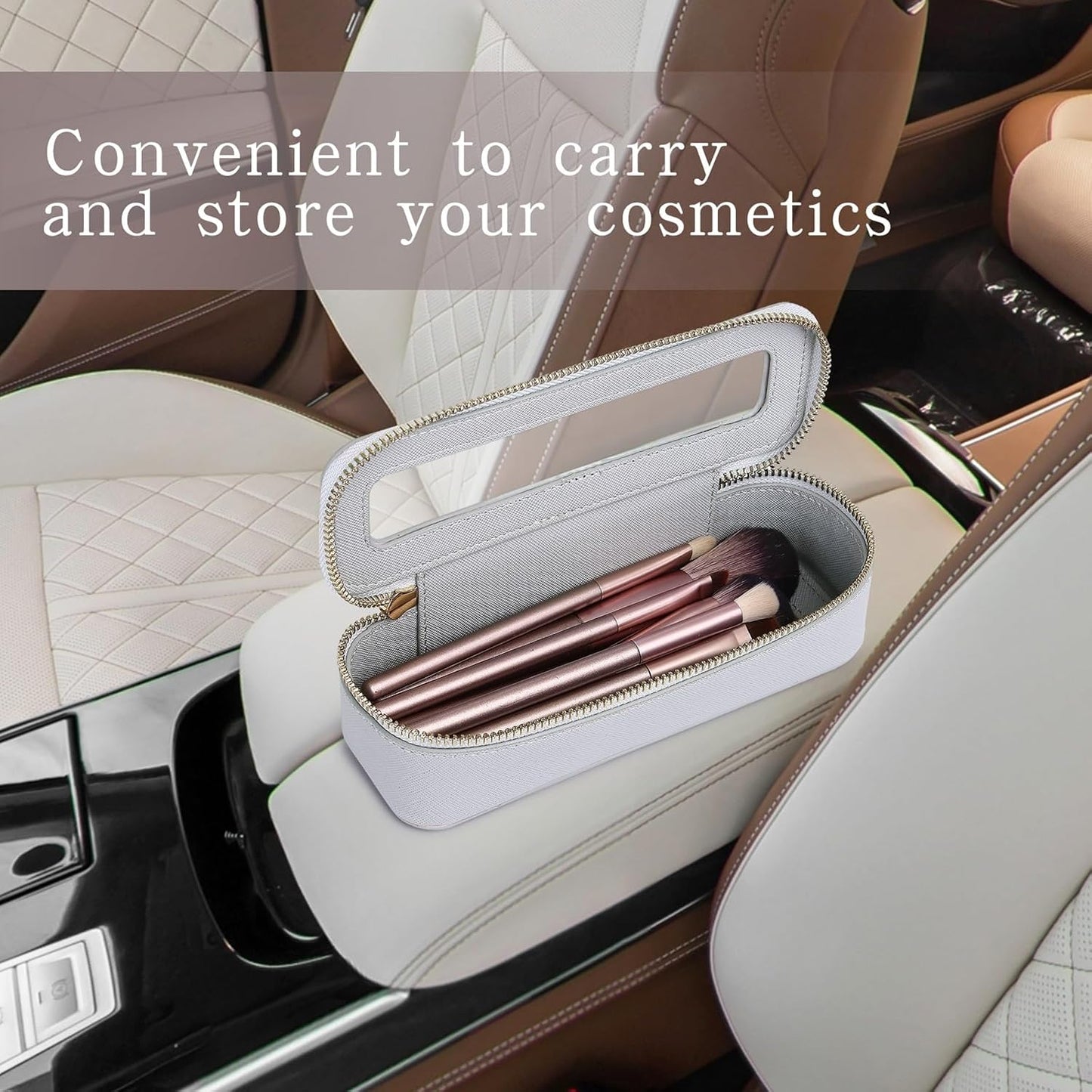 Makeup Brush Bag Slim Clear Makeup Bag Travel Cosmetic Case and Brush Holder Waterproof Toiletry Makeup Bag with Zipper Purse Organizer for Women (Gray, Slim)