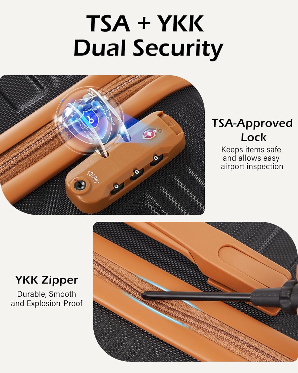 LONG VACATION 3 Piece Carry On Luggage Set 20 Inch Suitcase with Spinner Wheels, ABS+PC Hardshell