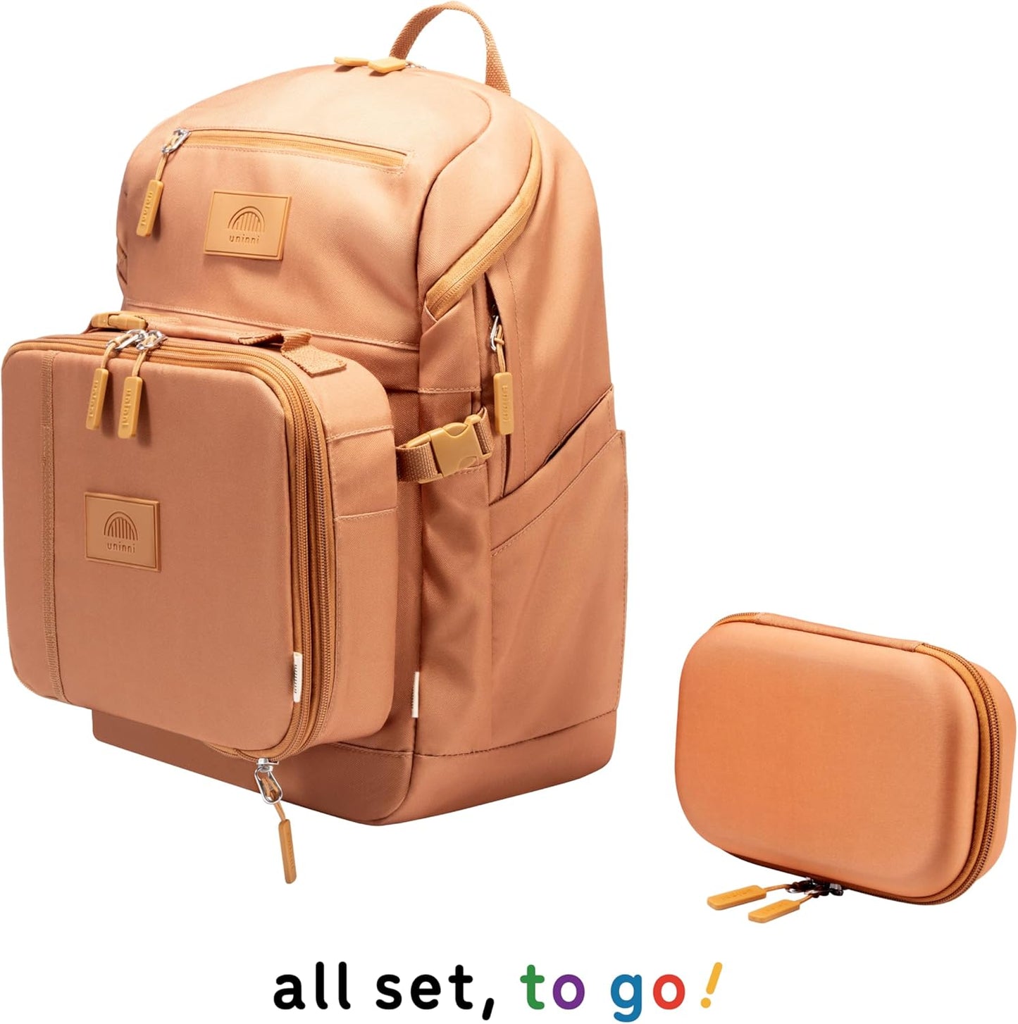 uninni 16” student backpacks, Age 8+ & Adults with Padded, and Adjustable Shoulder Straps, Laptop compartment. (Brown)