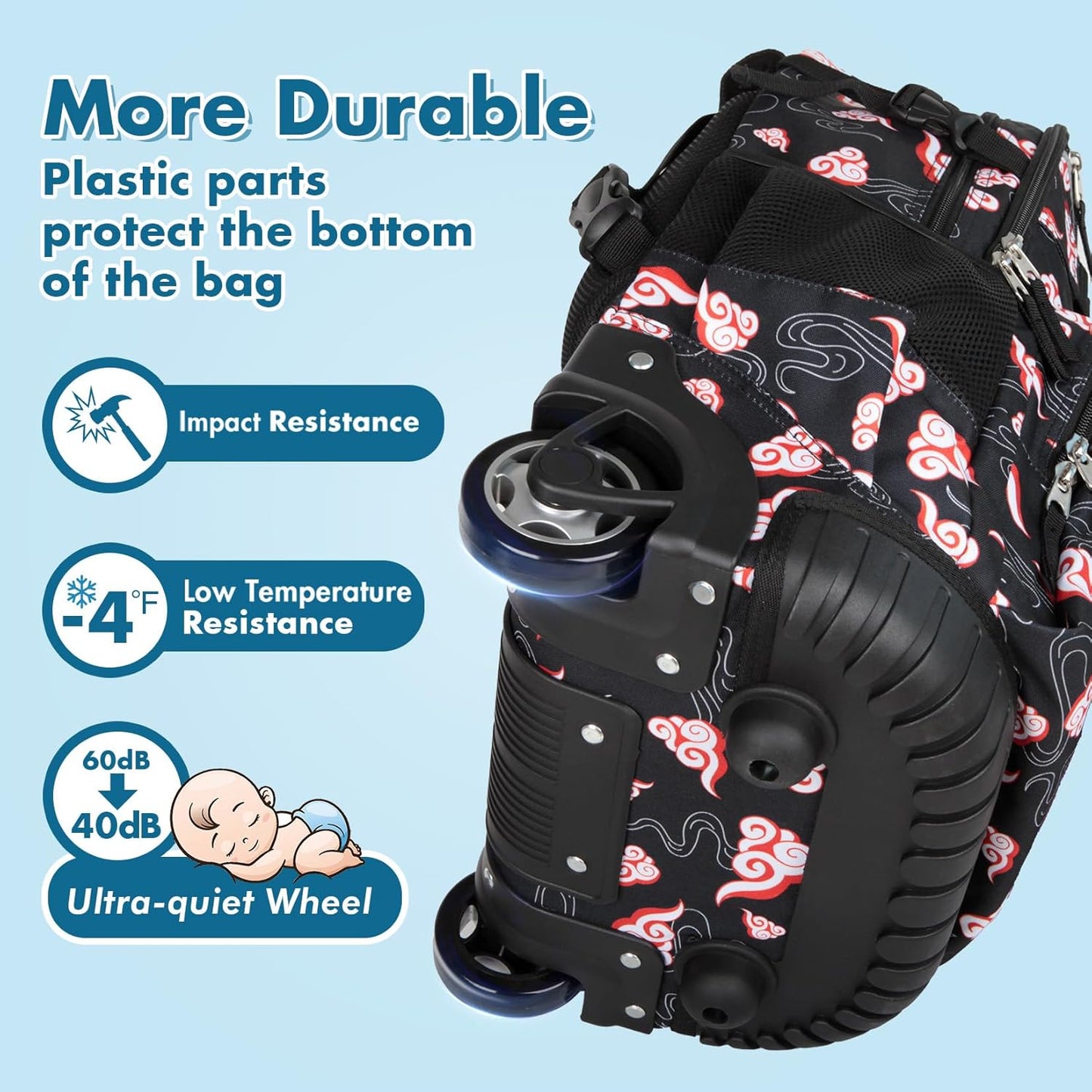 Tilami Rolling Backpack for Kids 18 Inch Wheeled Bookbag for Boys & Girls for School &