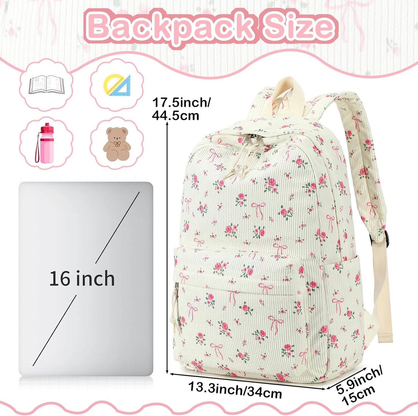 LEDAOU School Backpack Teen Girls Lightweight Bookbag Elementary Middle School Backpacks College Laptop Bag Travel Daypack