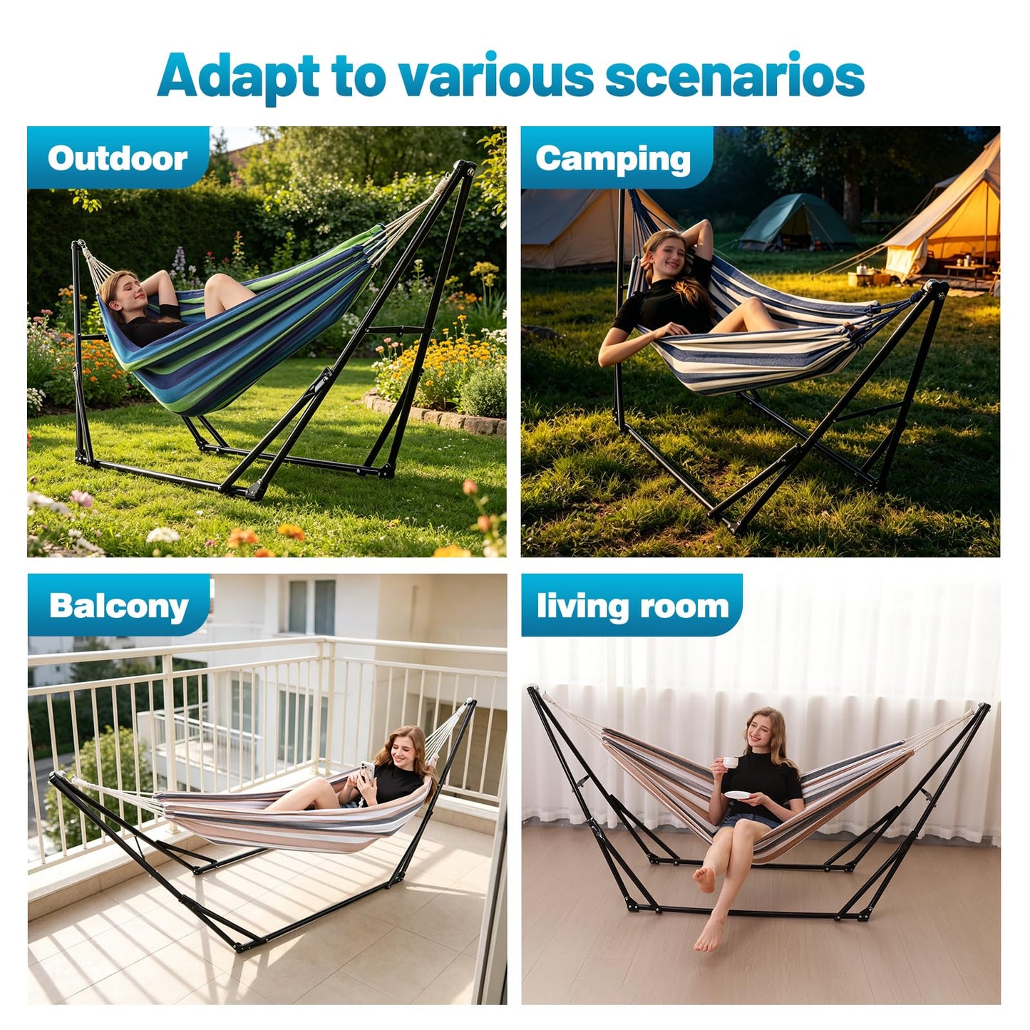 LIEVIM Portable Hammock with Stand for Outside or Inside,No Tree Required