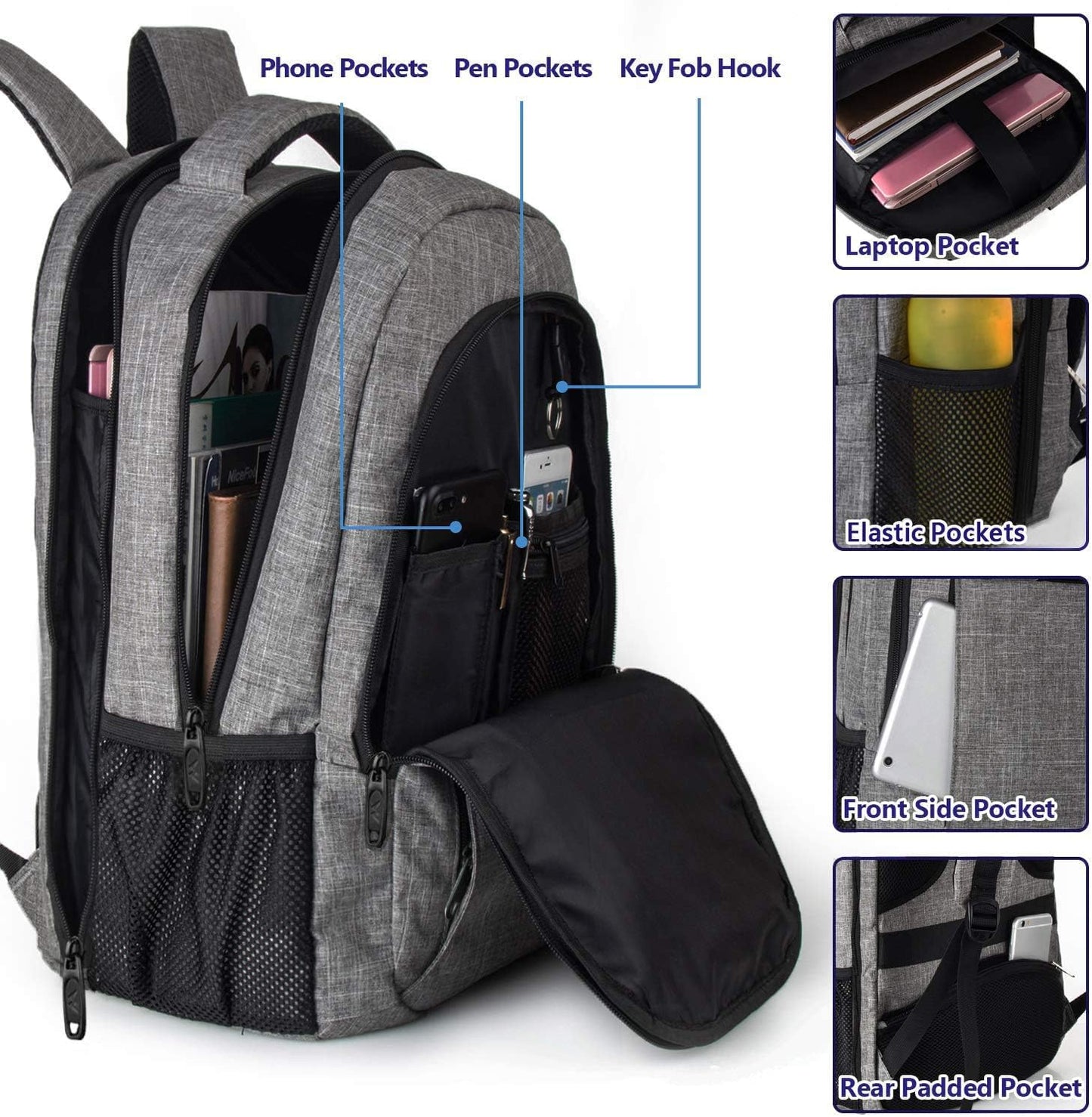 17 Inch Laptop Backpack, MATEIN TSA Large Backpack for Travel and Business with USB Charger Port