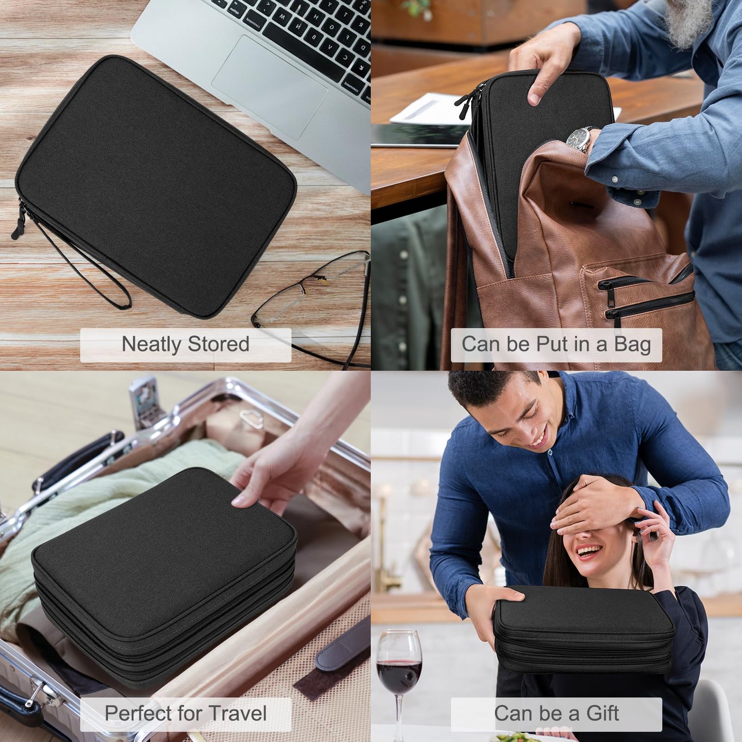 FYY Electronic Organizer, Travel Tech Pouch Bag, Extra Large, Black