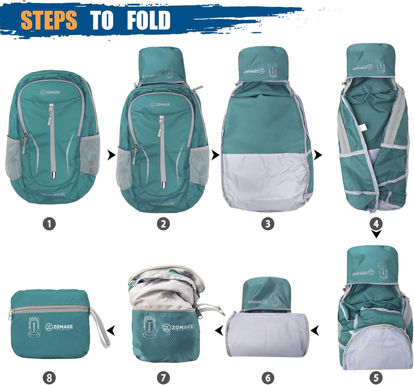ZOMAKE Ultra Lightweight Packable Backpack 25L, Foldable Hiking Backpacks Water Resistant Small