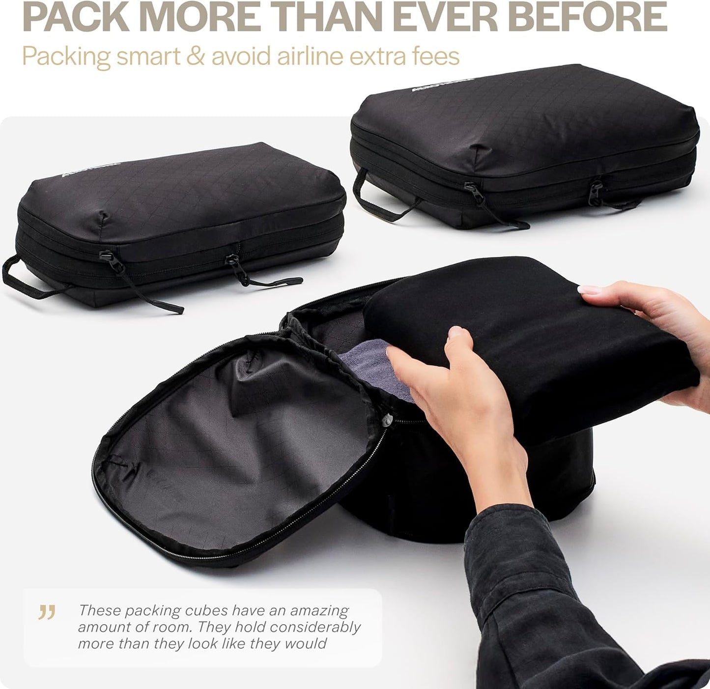Aerotrunk Ultralight Compression Packing Cubes - Lightweight Travel Organizers for Suitcases and