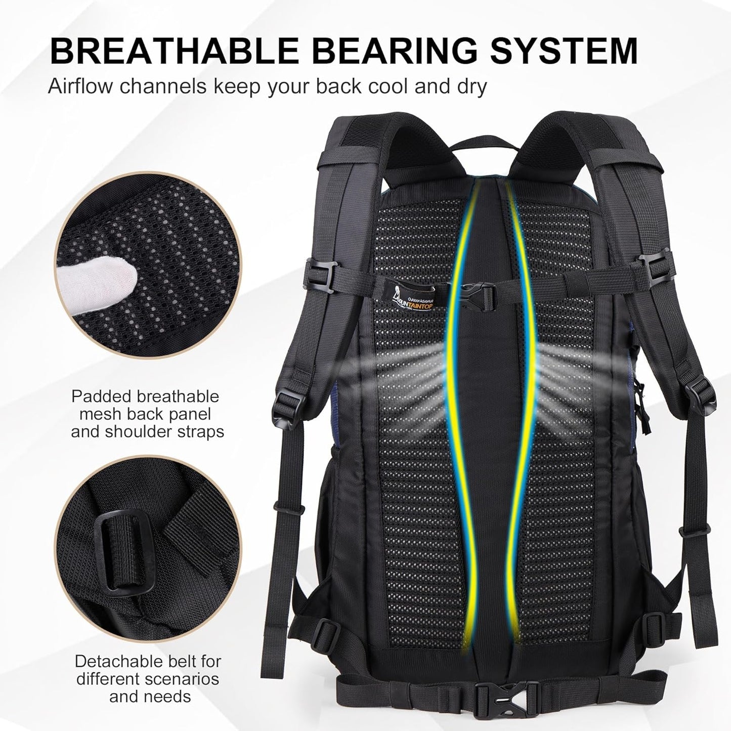MOUNTAINTOP Hiking Backpack,25/30L Camping Backpack, Men Women Hiking Daypack Lightweight Travel Backpack for Climbing