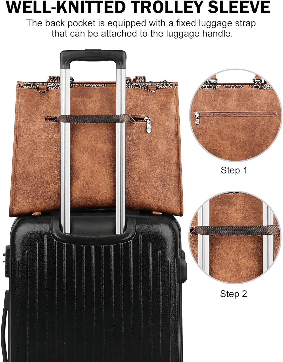 FADEON Laptop Bag for Women Designer PU Leather Large Tote Bags Backpack Purses with 15.6 Laptop Compartment Shoulder Handbag
