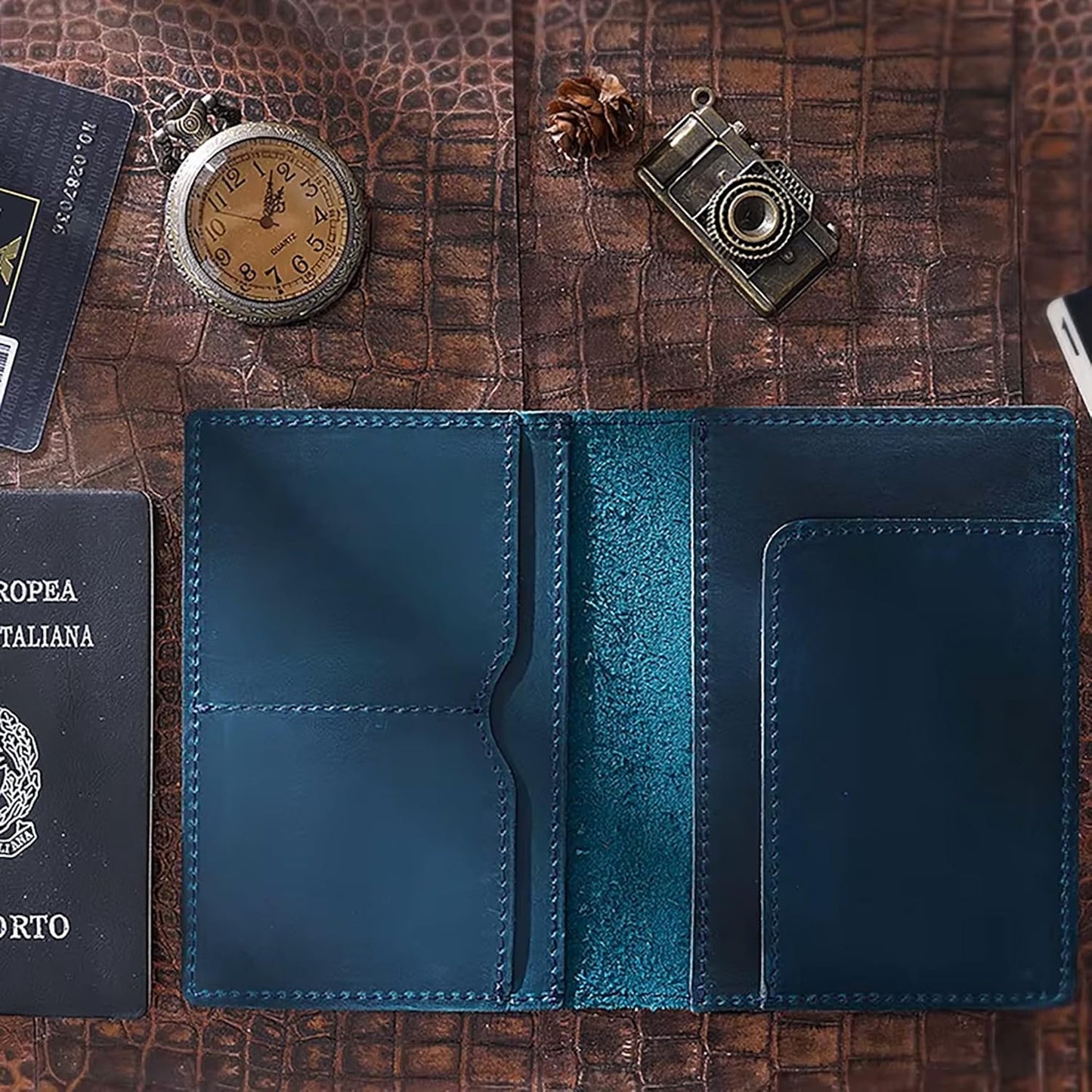 Handmade Genuine Leather Passport Holder for Travel – Slim Passport Cover & Card Case – Leather Passport Wallet for Men & Women – Travel Document Organizer & Gift (Brown)