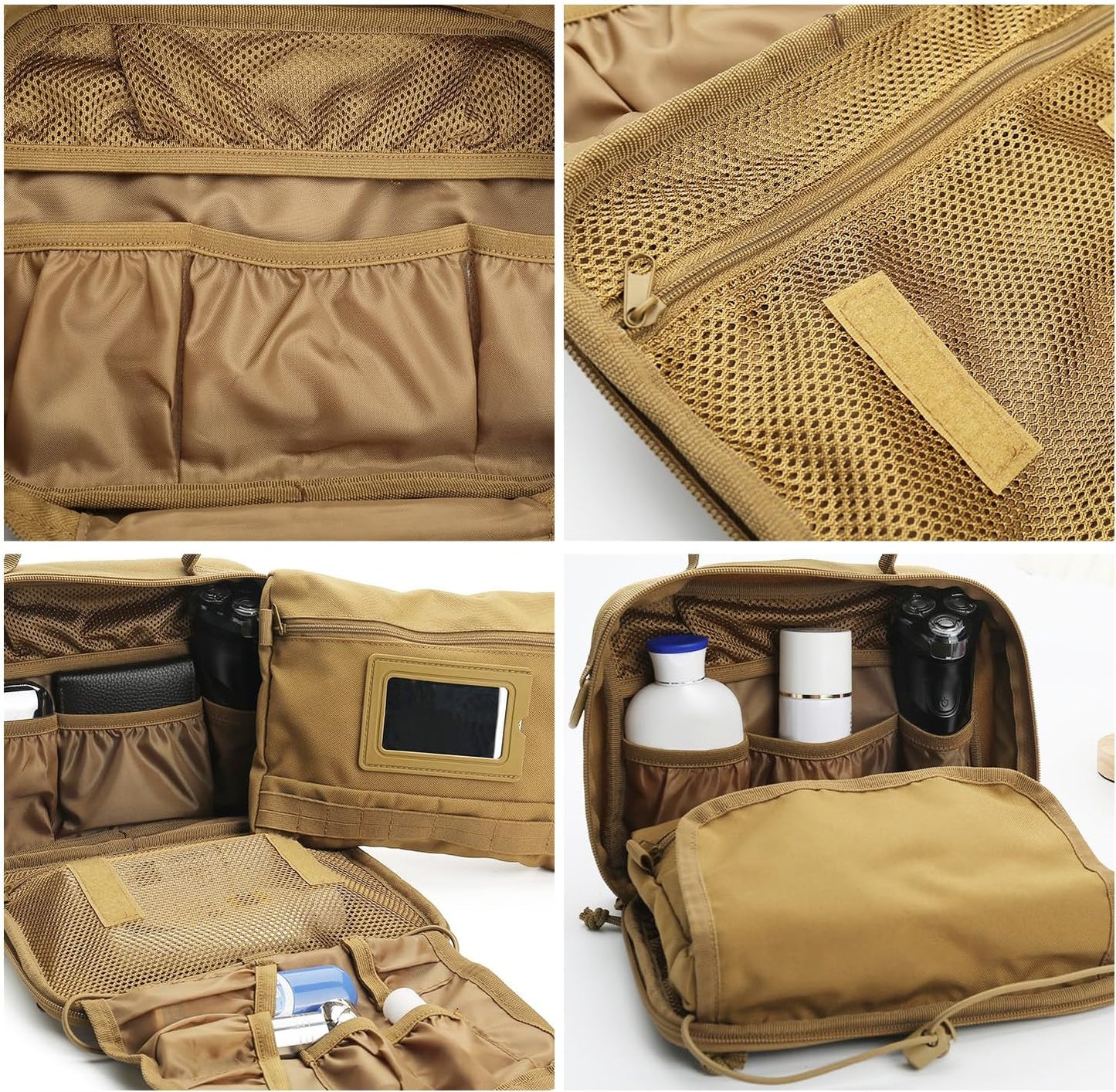 SMONT Tactical Toiletry Bag for Men, 9.5" Hanging Dopp Kit Shaving Hygiene Bag for Traveling Bathroom