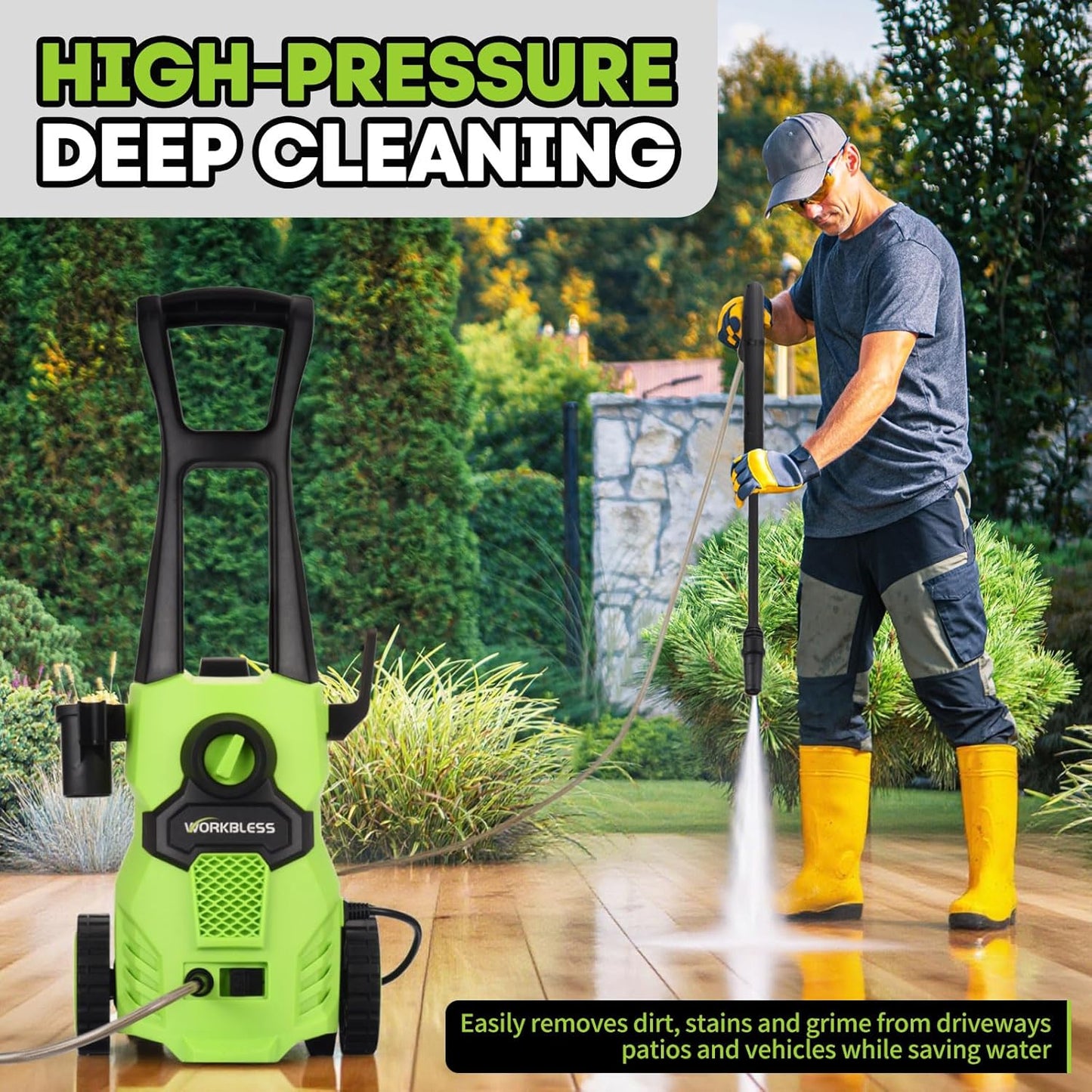 Electric Pressure Washer, 3500 PSI Portable Power Washer with Adjustable Angle Nozzle Head, Foam Cannon for Cars, Garden, Driveway