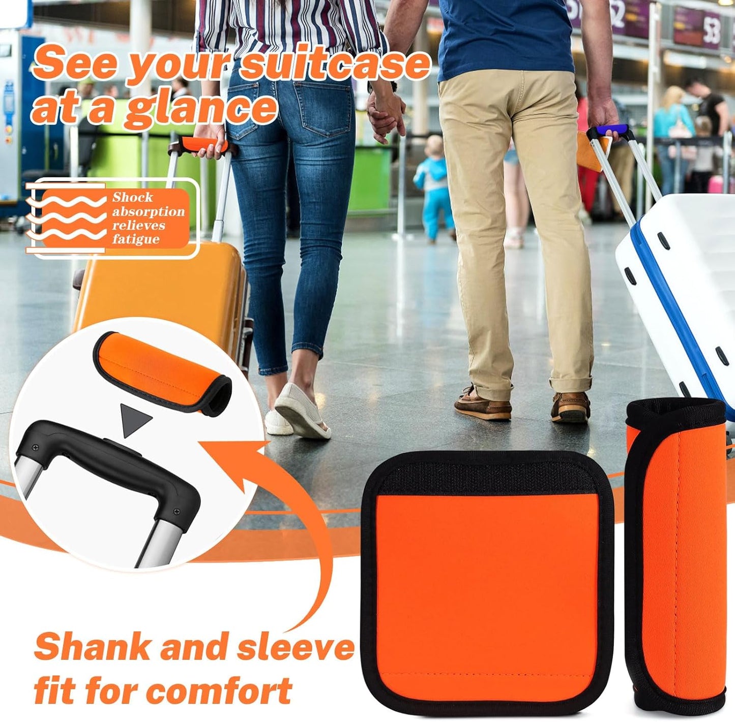 8 Pcs Soft Luggage Handle Wrap Grip Cover Identifiers, 4 Vivid Color Suitcase Handle Wraps, Waterproof Luggage Handle Covers Tags Accessories for Travel Bag Trolley Case Airplane (4 Color)