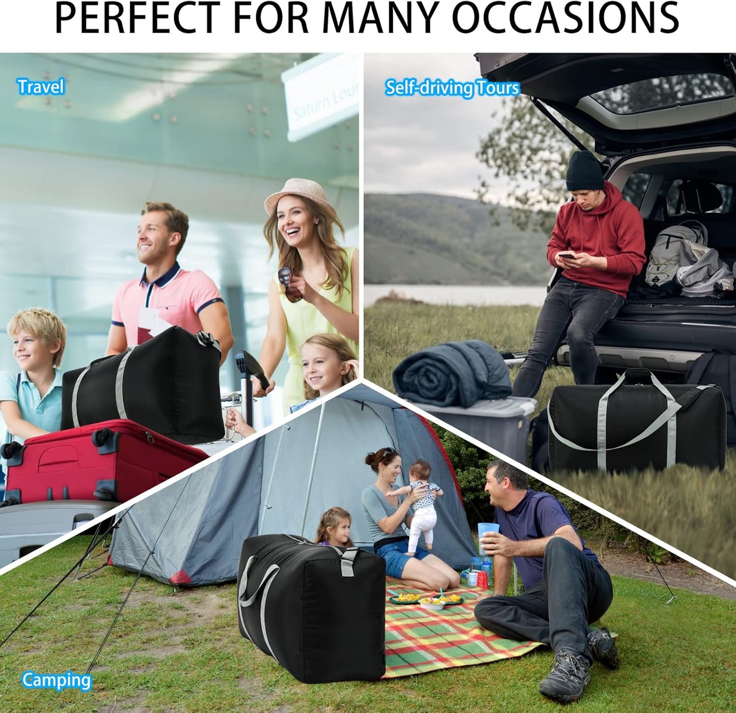 2 Packs Extra Large Duffel Bag 32.5 inch 105L Travel Duffel Bag lightweight Luggage Bag