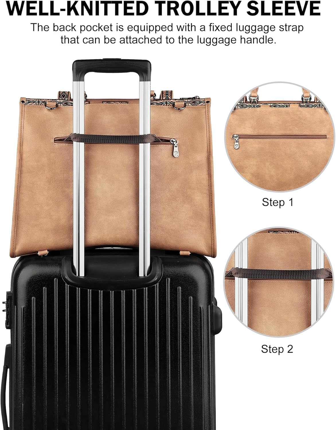FADEON Laptop Bag for Women Designer PU Leather Large Tote Bags Backpack Purses with 15.6 Laptop Compartment Shoulder Handbag