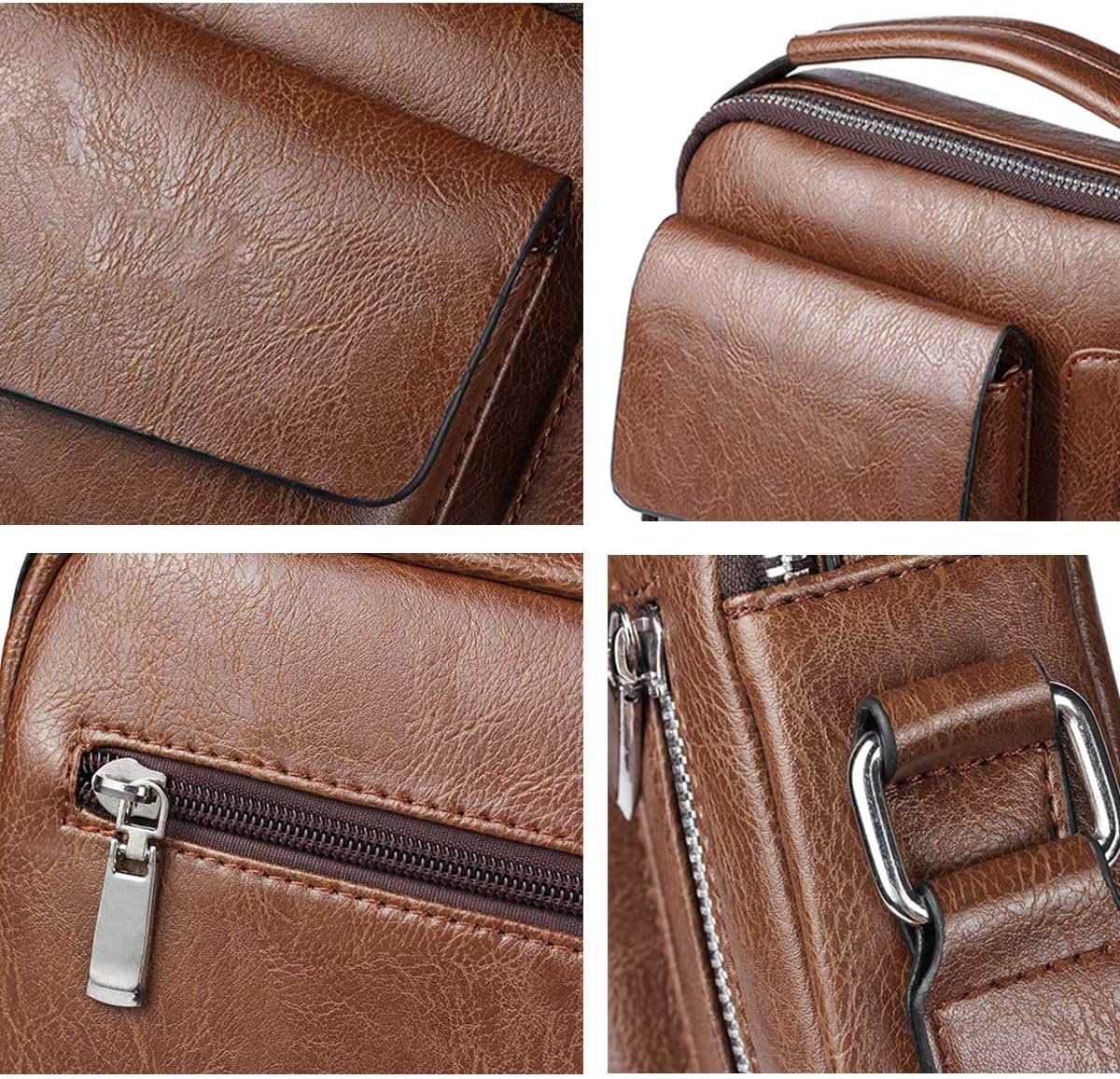 Vintage Genuine Leather Crossbody Bag for Men – Small Shoulder Satchel Handbag for Daily Use