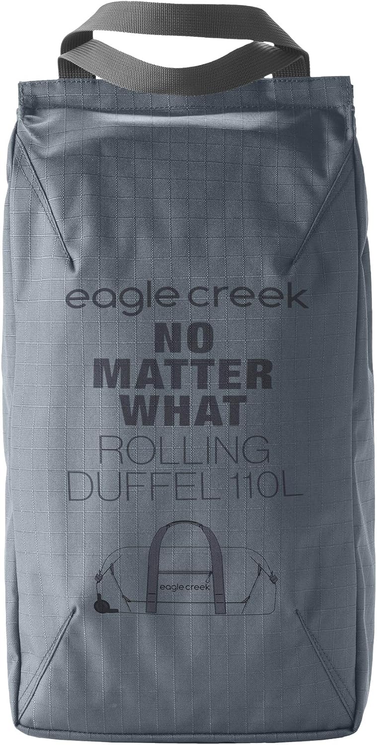 Eagle Creek No Matter What Rolling Duffel - Durable Rolling Bag for Travel - Adjustable Shoulder Strap - Heavy Duty Wheels - Lockable Zippers - Multiple Carry Options - 110L - Smoke