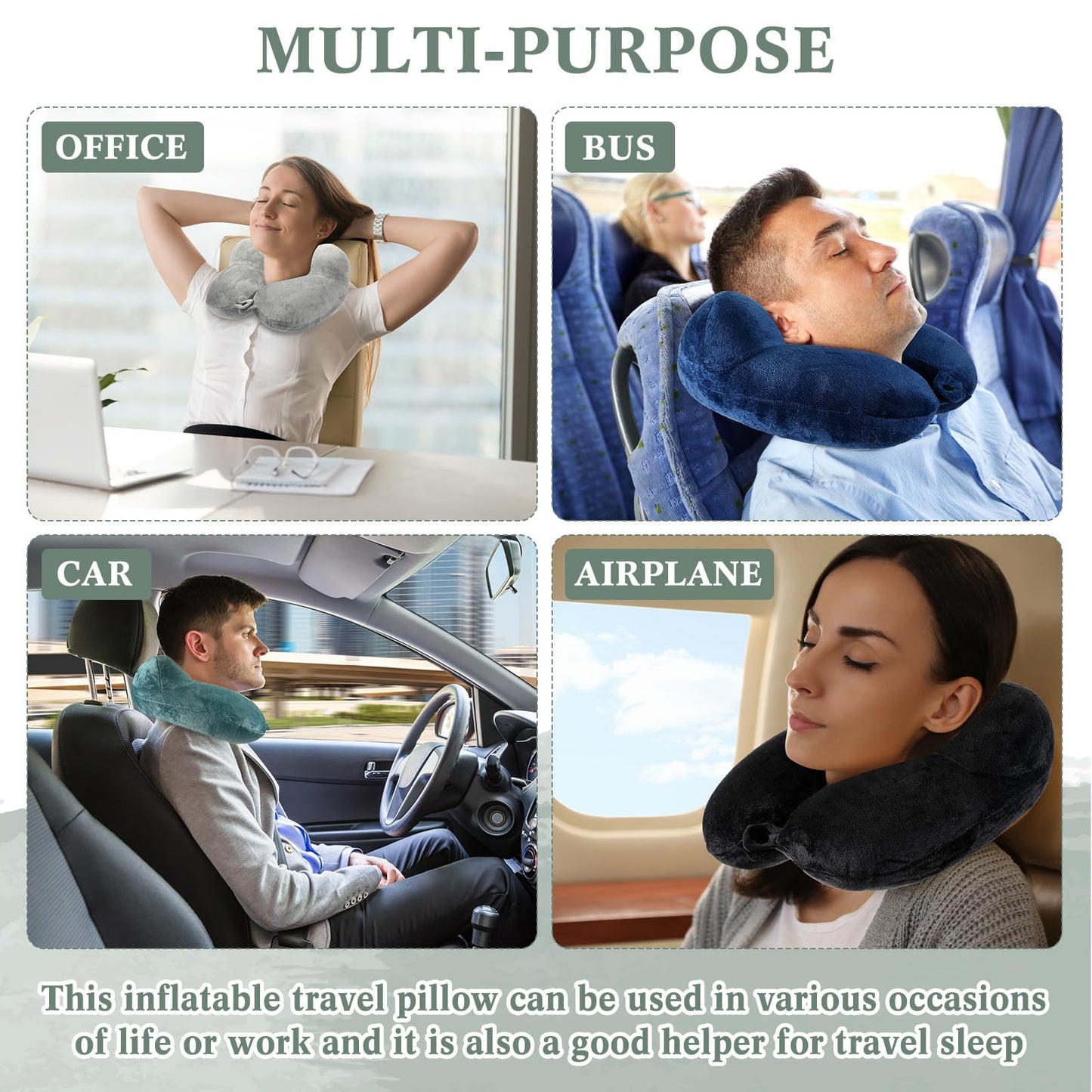 Sintuff 4 Pack Inflatable Neck Pillow for Airplane Travel,Multi Color