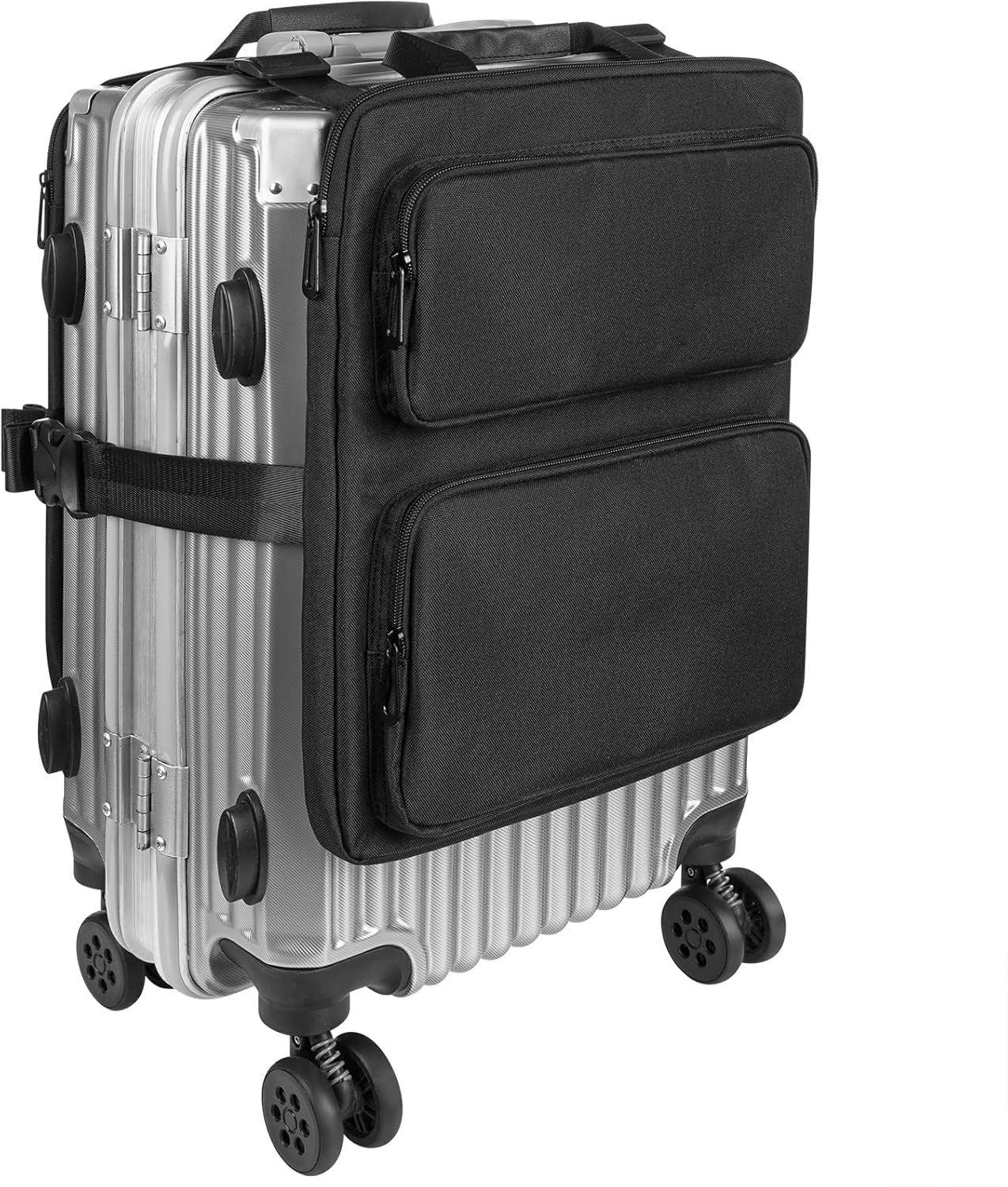 Add-a-Bag Luggage Strap – Adjustable Over Luggage Organizer for Hanging Extra Bag, Hands-Free Multi Travel Accessory for Business Trips & Vacations, Fits Most Suitcases & Laptop (Black-2)