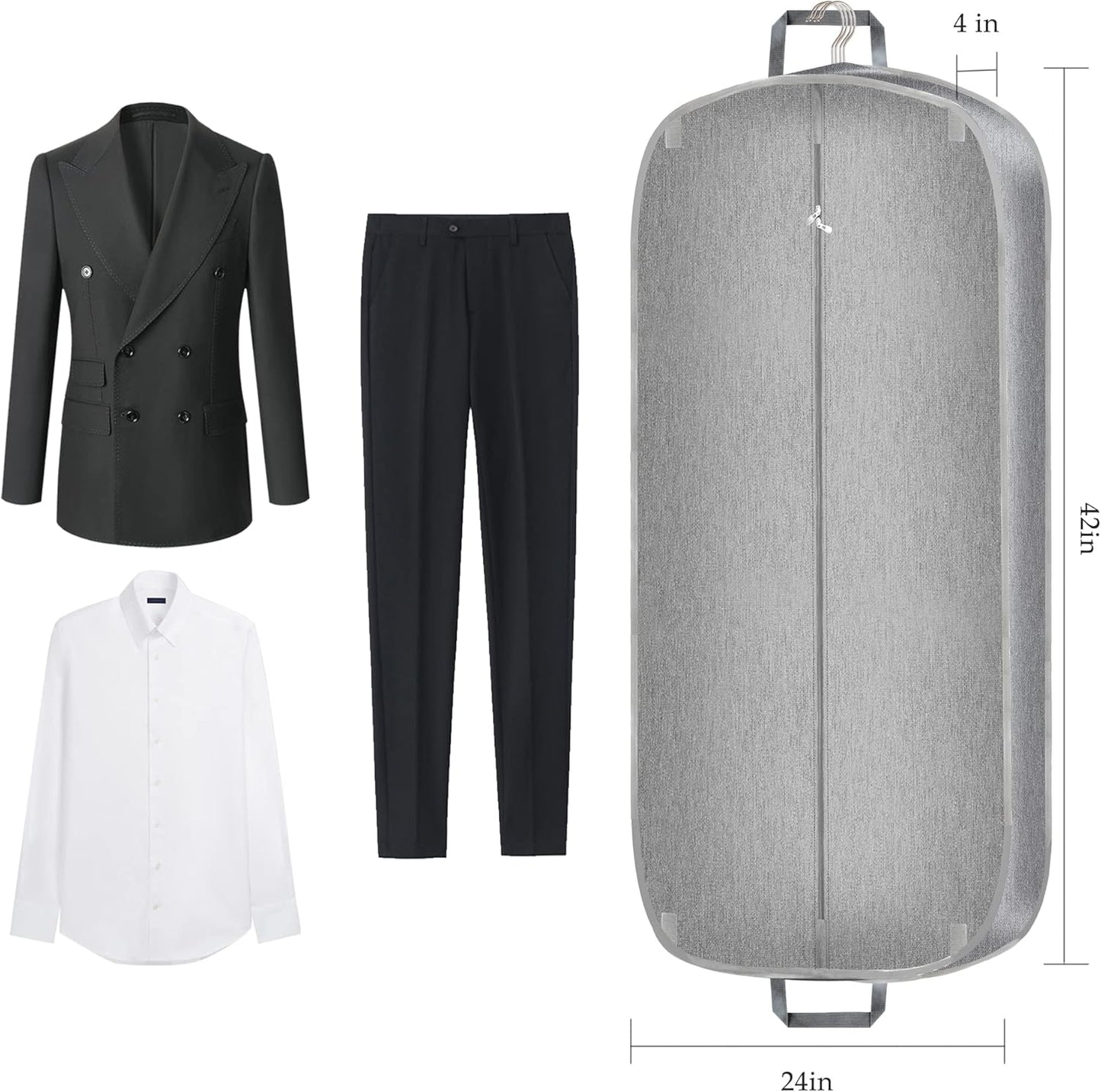 Heavy Duty Waterproof Garment Bag for Travel, Tear Resistance Suit Bag for Men Travel for Suits, Tuxedos, Coats, Uniform. Grey, 42 inch…