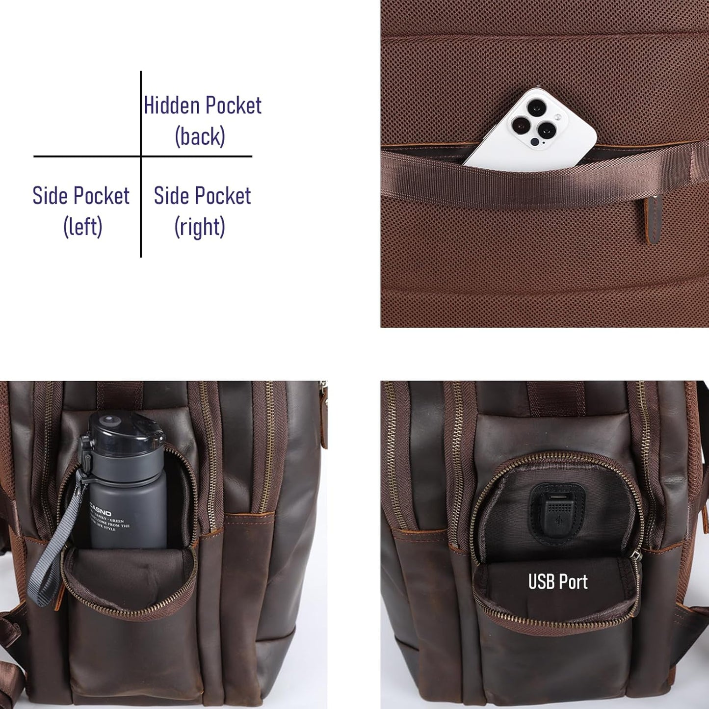 STAR VISTA Nettuno 17.3" X-Large Vintage Travel Leather Laptop Backpack for Men, Multi Pockets, Casual Outdoor Business Rucksack, 32L Capacity, YKK Zippers