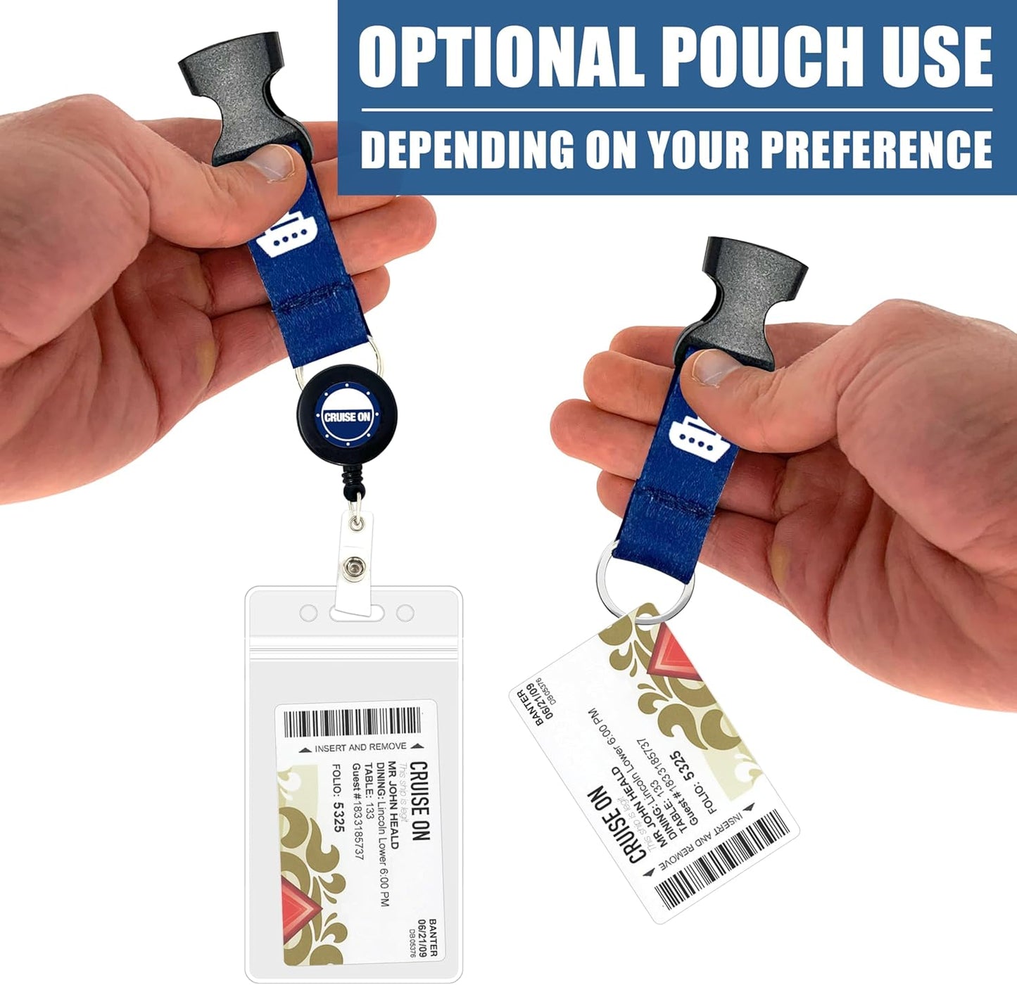Carnival Cruise Luggage Tag Holders (4 Pack) & Lanyards (2 Pack), Large, Clear & Waterproof, Cruise Essentials 2025-2026 for Ship Cards & Baggage – Durable Travel Accessories (Blue & Royal)