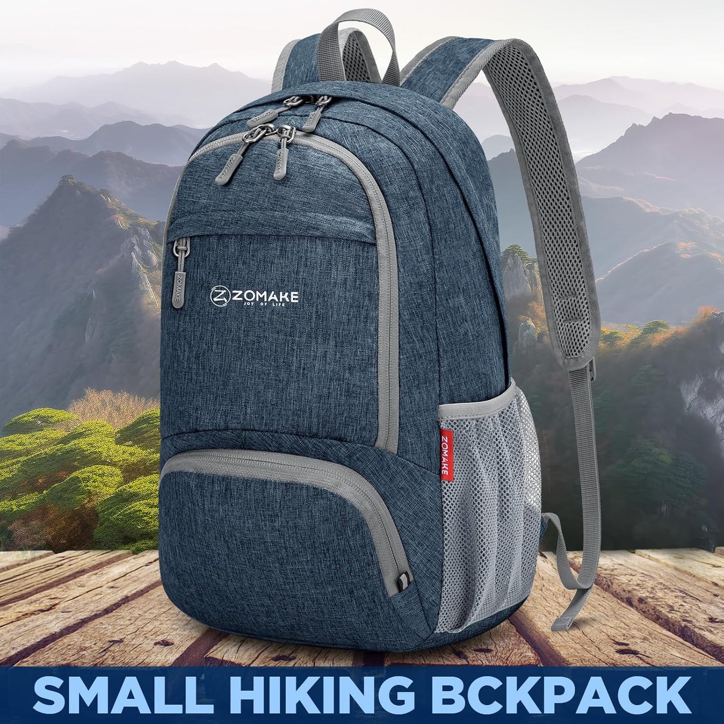 ZOMAKE Ultra Lightweight Packable Backpack 20L,Small Foldable Backpacks Hiking Water Resistant Collapsible Daypack for Women Men(Navy Blue-A2)