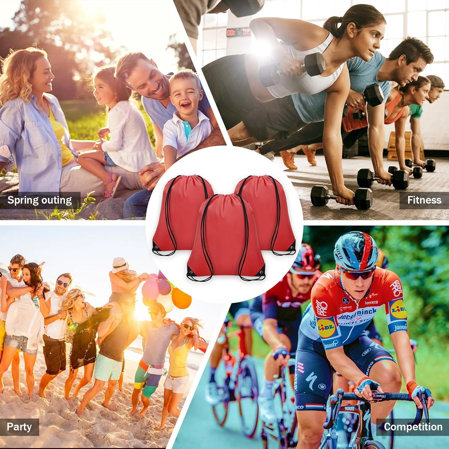 150Pcs Drawstring Backpack Bulk Cinch Sackpack Drawstring Bags Nylon for Gym Party Trip(Red)