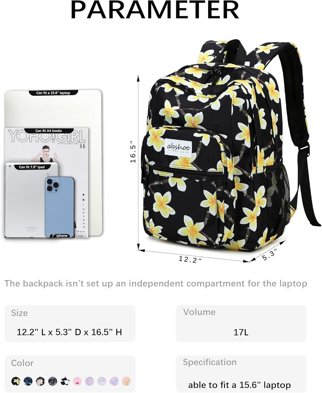 abshoo Classical Basic Travel Backpack For School Water Resistant Bookbag
