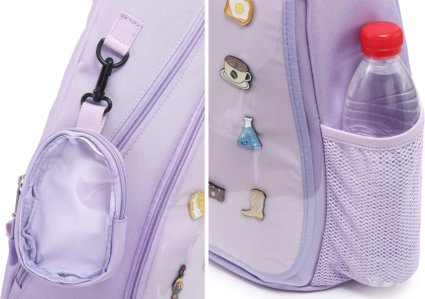 Oxford Ita Bag Kawaii Pin Display Chest Pack Single Shoulder Bag Sport Backpack Hiking Daypack, Large